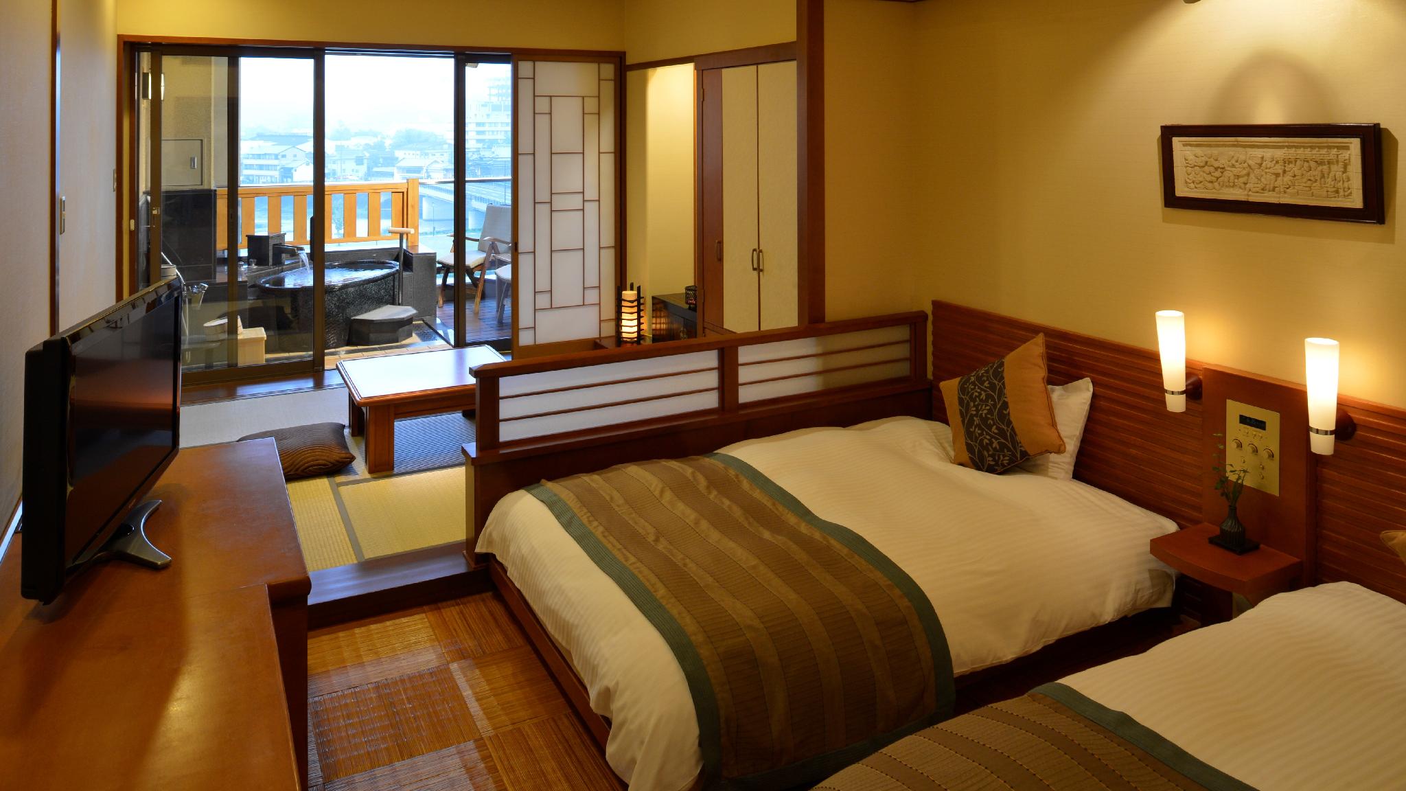 Japanese Western, Spa, Suite, Twin Beds, River View