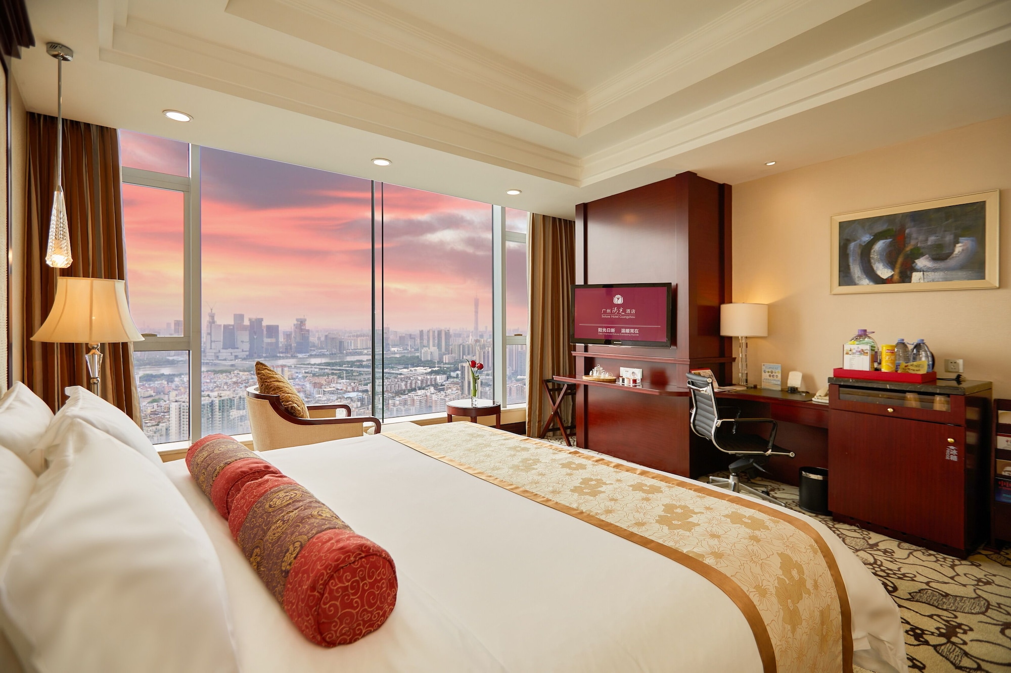ROOM, KING BED, RIVER AND TOWER VIEW