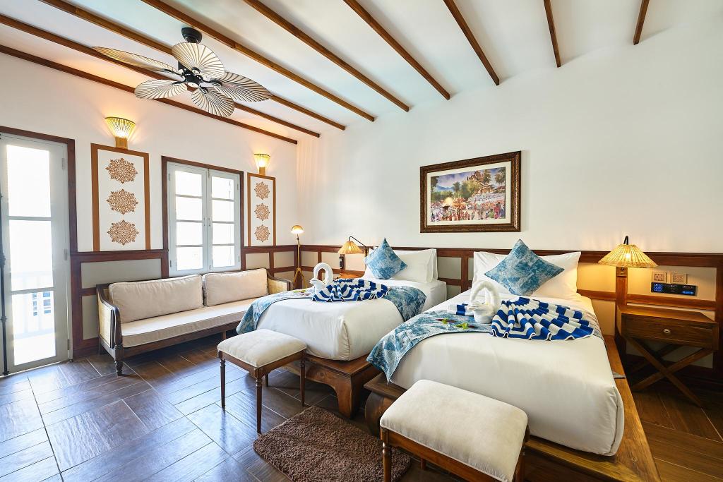غرفة بسريرين منفصلين بإطلالة على المسبح، Mybanlao Hotel 10/10