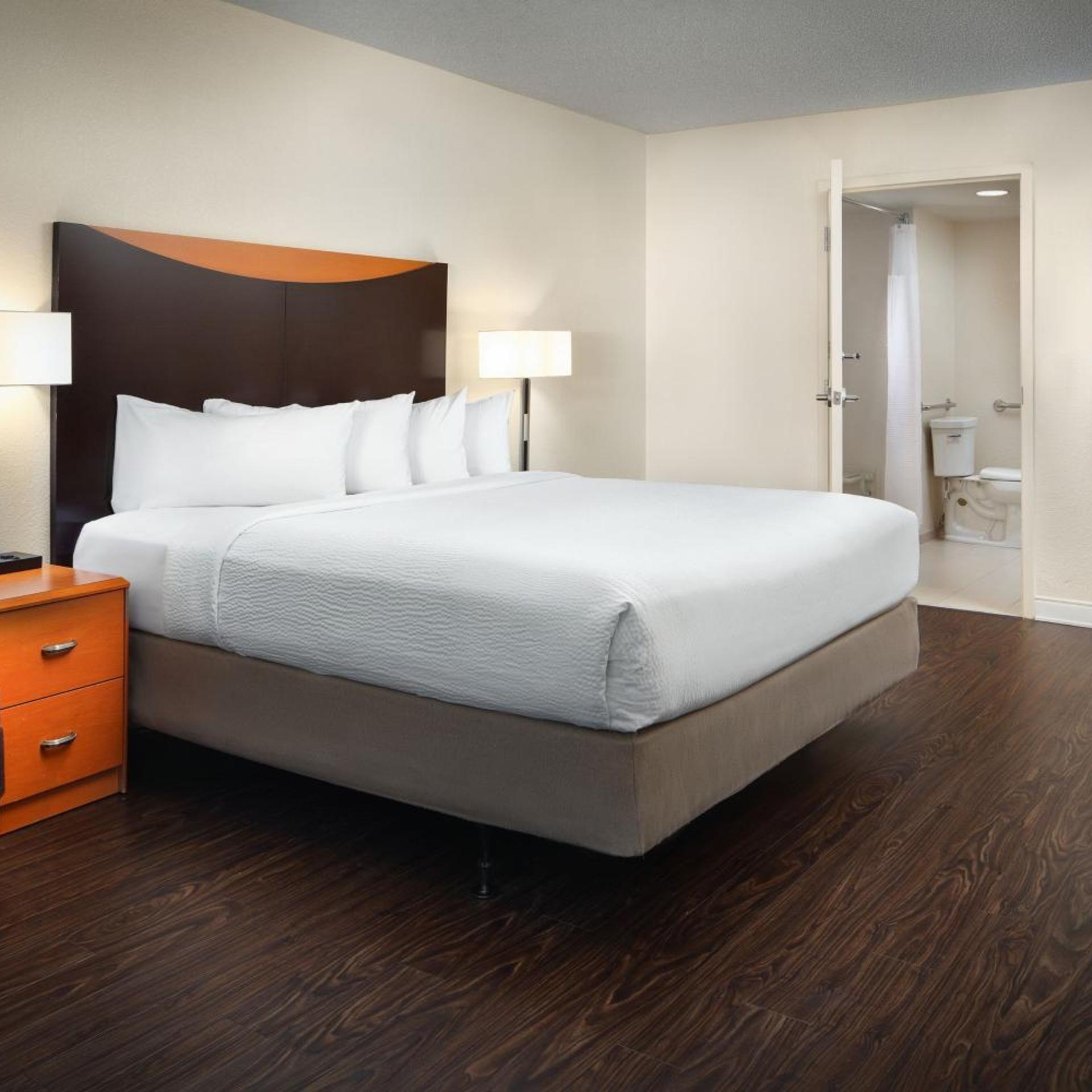 غرفة بسرير كينج بحوض استحمام في طابق منخفض لذوي الإعاقة، Fairfield Inn By Marriott Anaheim Resort 5/10