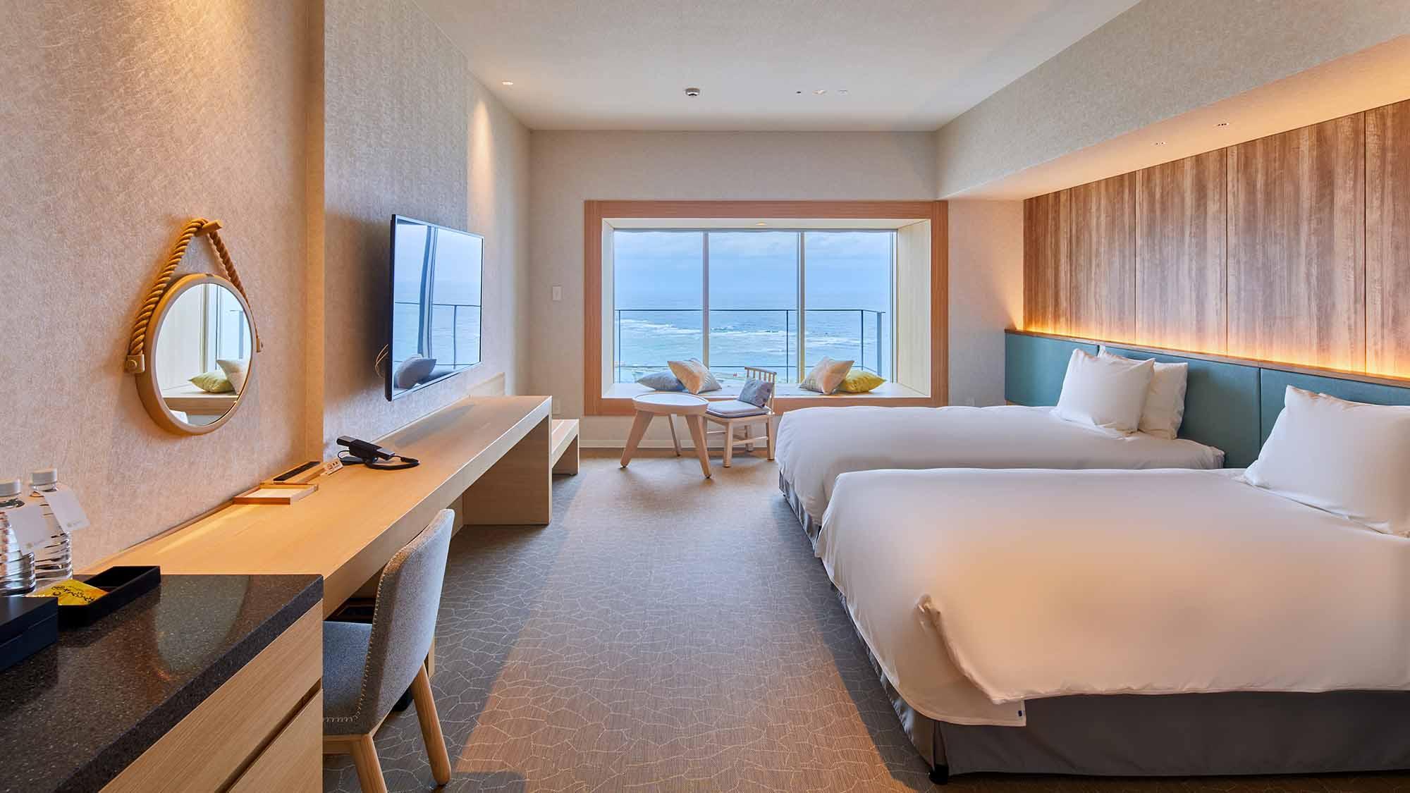 Ocean, Deluxe, Twin Beds, Ocean View, Night View, Corner