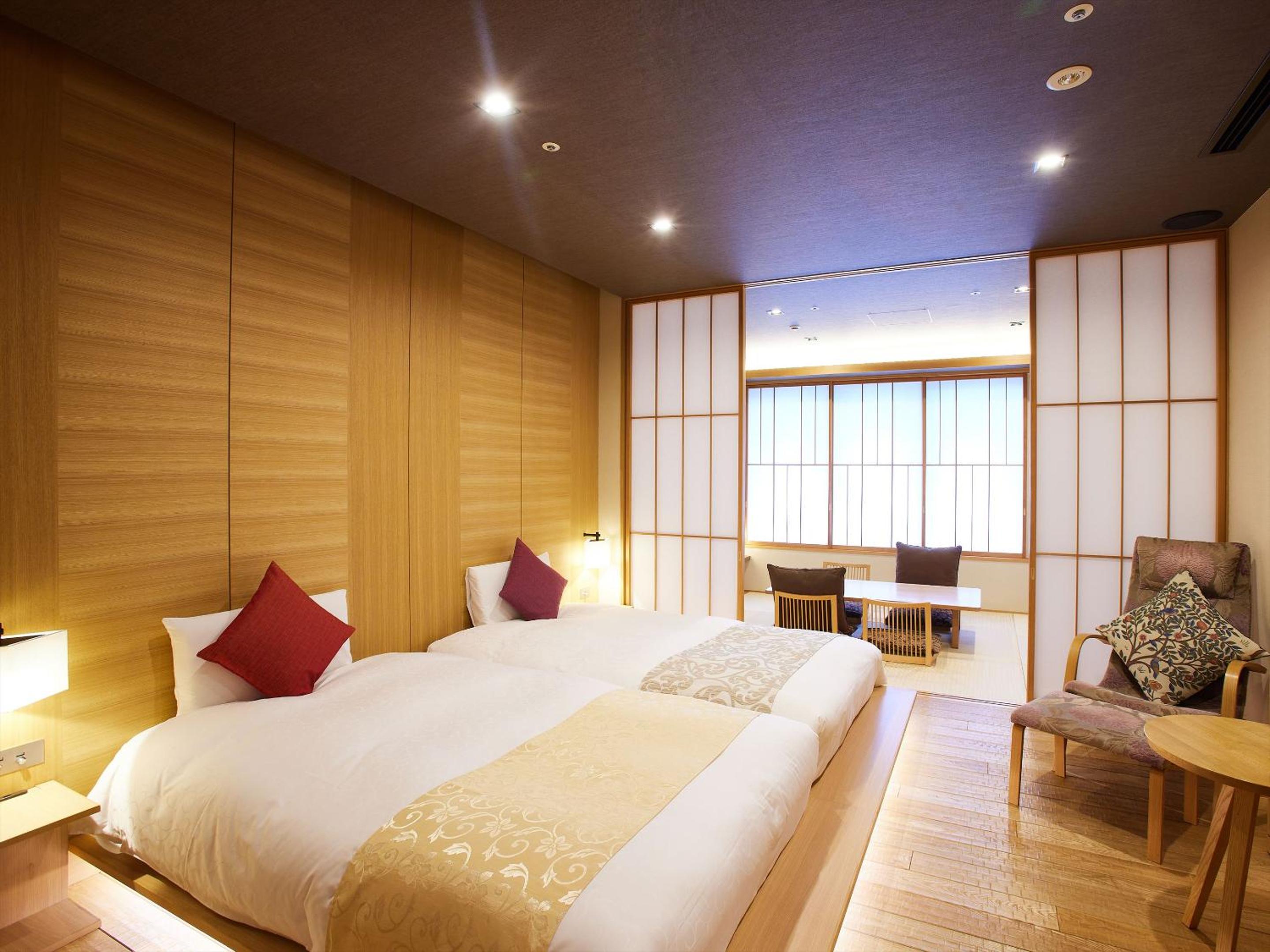 Japanese Western, Twin Beds, 3 Futon Beds, Hot Spring Bath