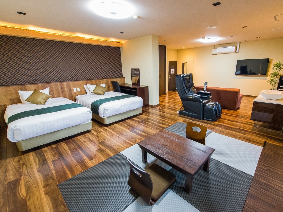 Japanese Western, Japanese, Modern, Suite, Twin Beds, 3 Futon Beds, Outdoor Bath, Terrace