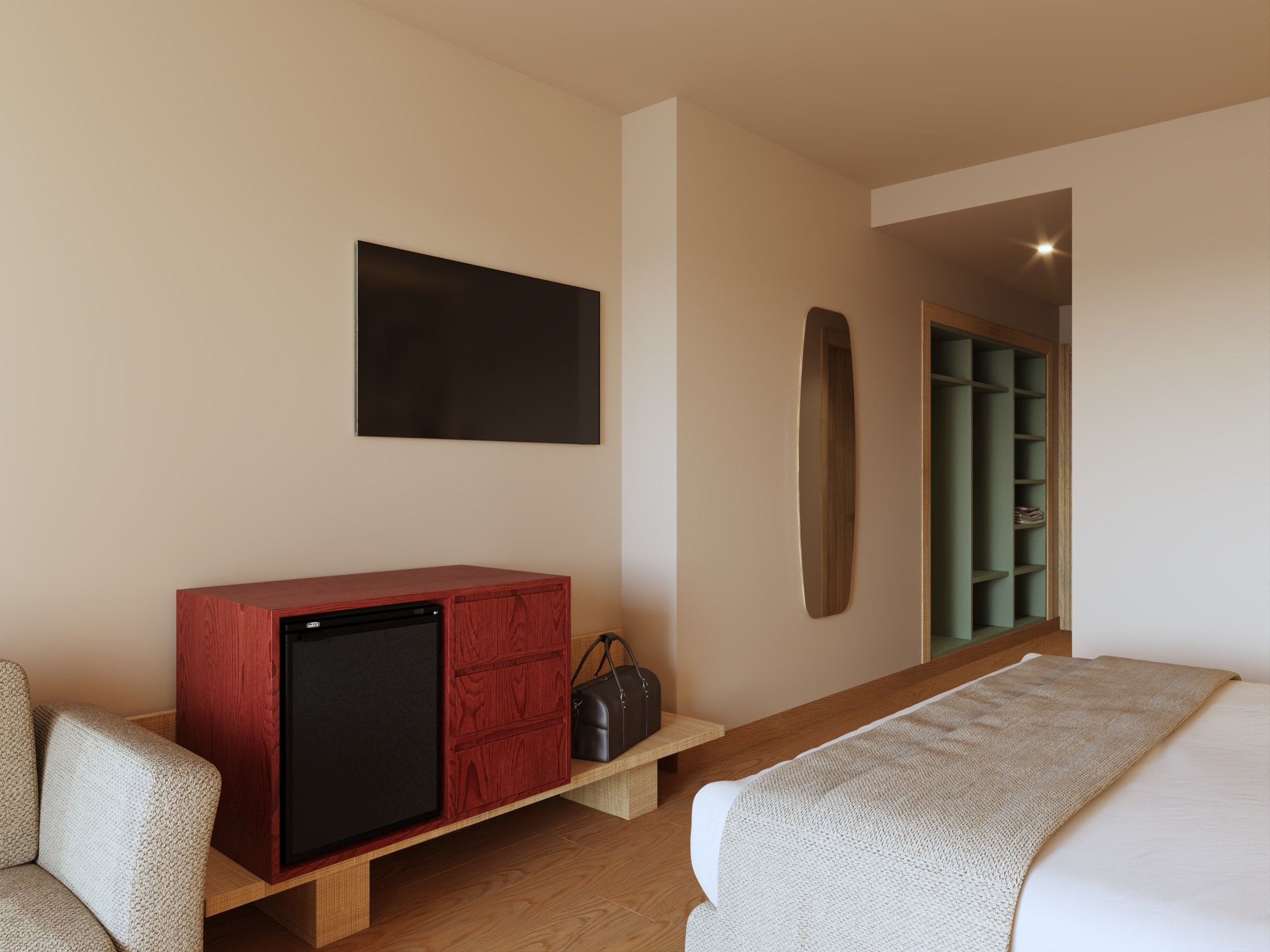 Junior Suite, Deluxe, Single, 2 Double Beds, Partial Sea View