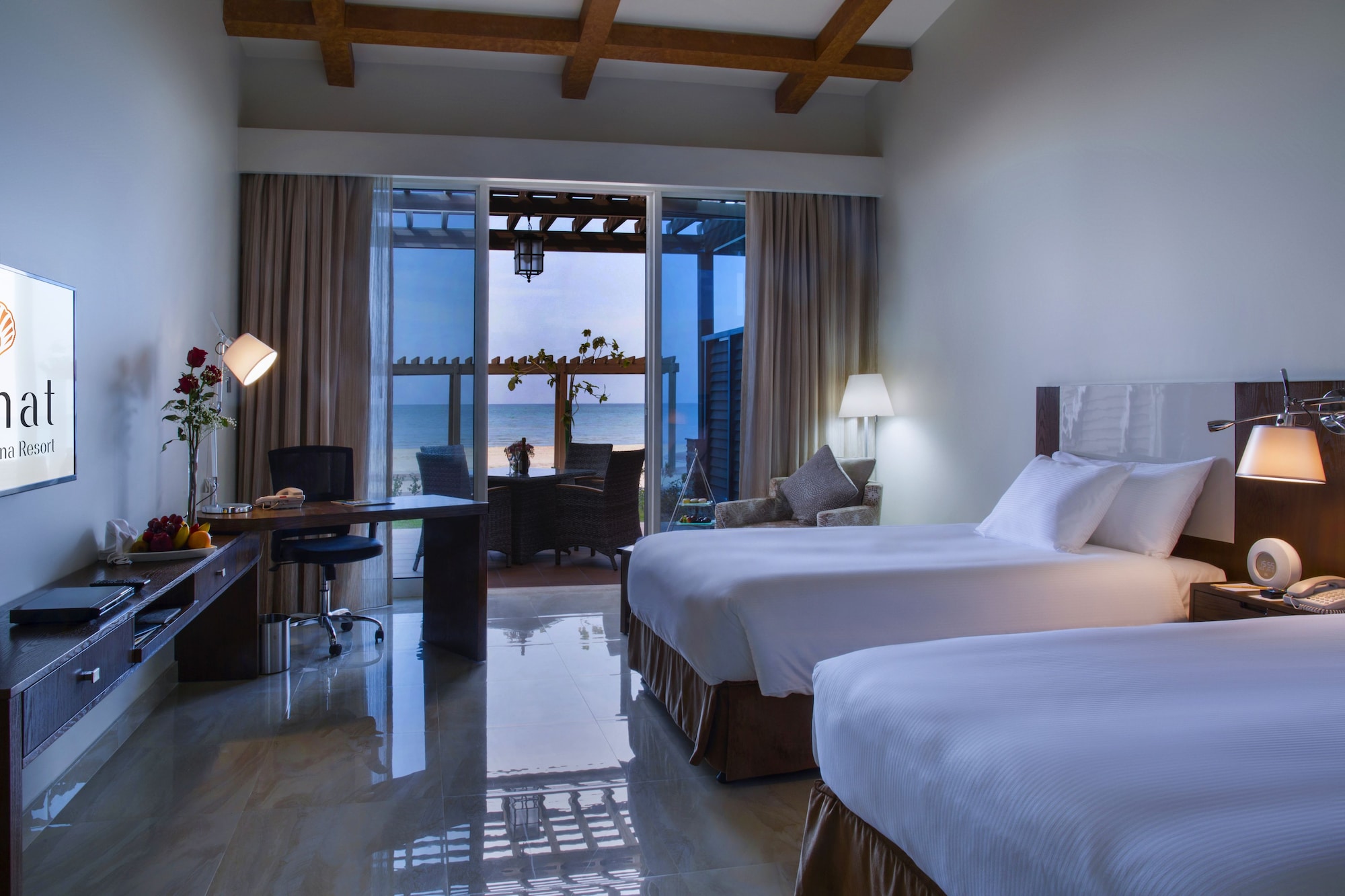Premium, Chalet, Twin Beds, Beach Front, Terrace, Danat Jebel Dhanna Resort 3/4