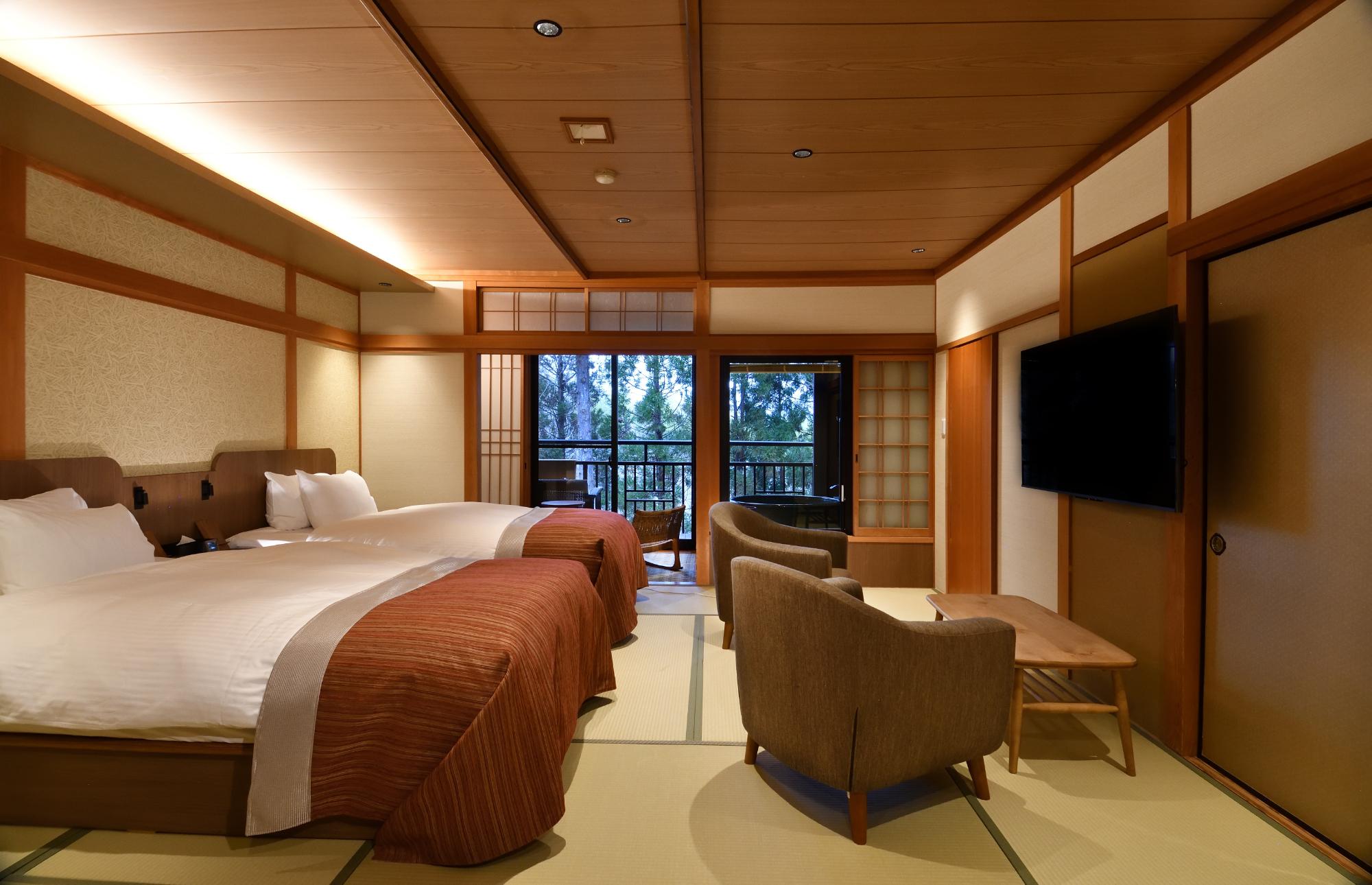 Japanese Western, Luxury, Twin Beds, Mountain View, Outdoor Bath