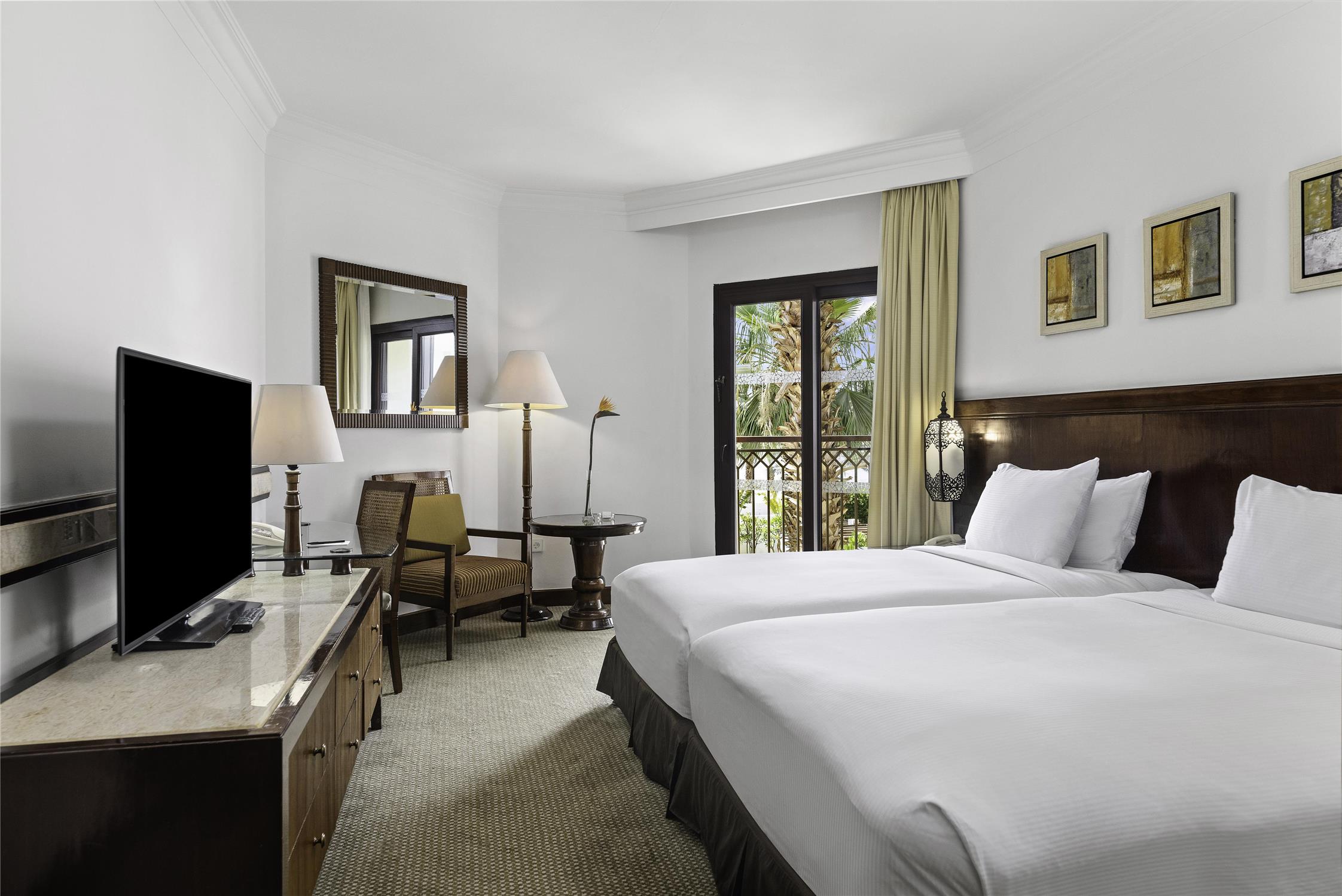 Guest Room, Twin Beds, Partial River View