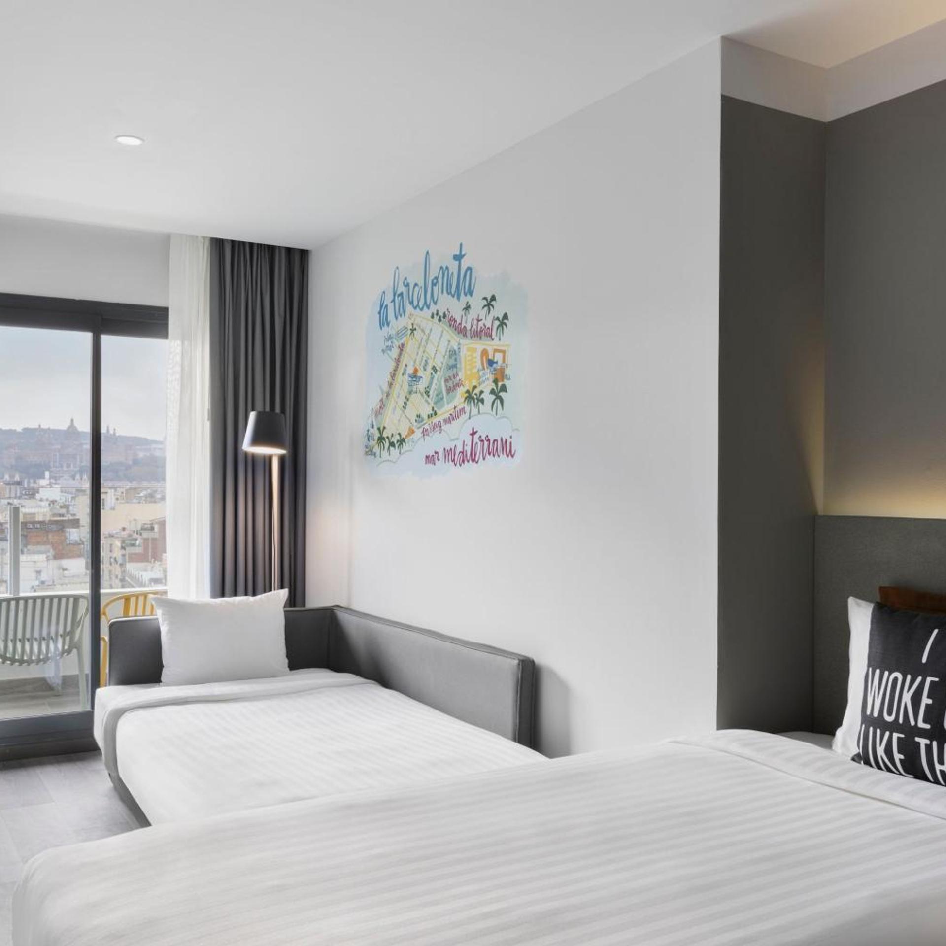 Moxy, Double Bed, Sofa, Balcony