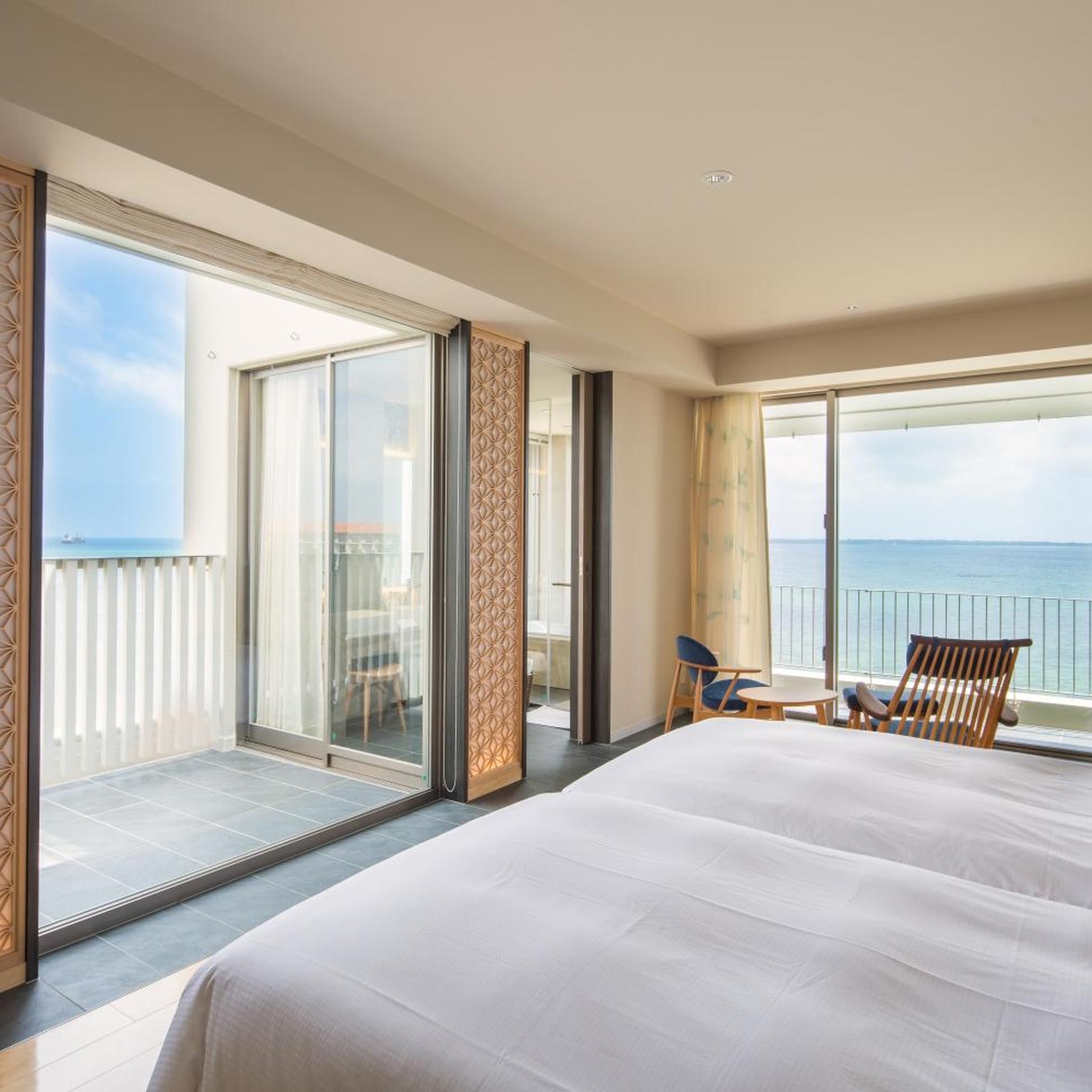 غرفة بريميوم بسريرين منفصلين بإطلالة على البحر في الملحق، Ishigaki Island Beach Hotel Sunshine 5/10