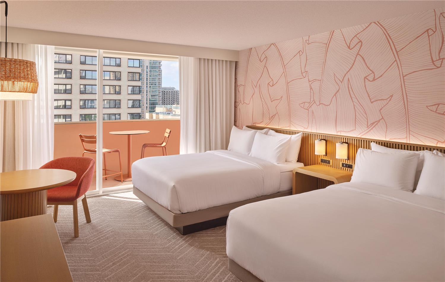 room, 2 queen beds, partial ocean view