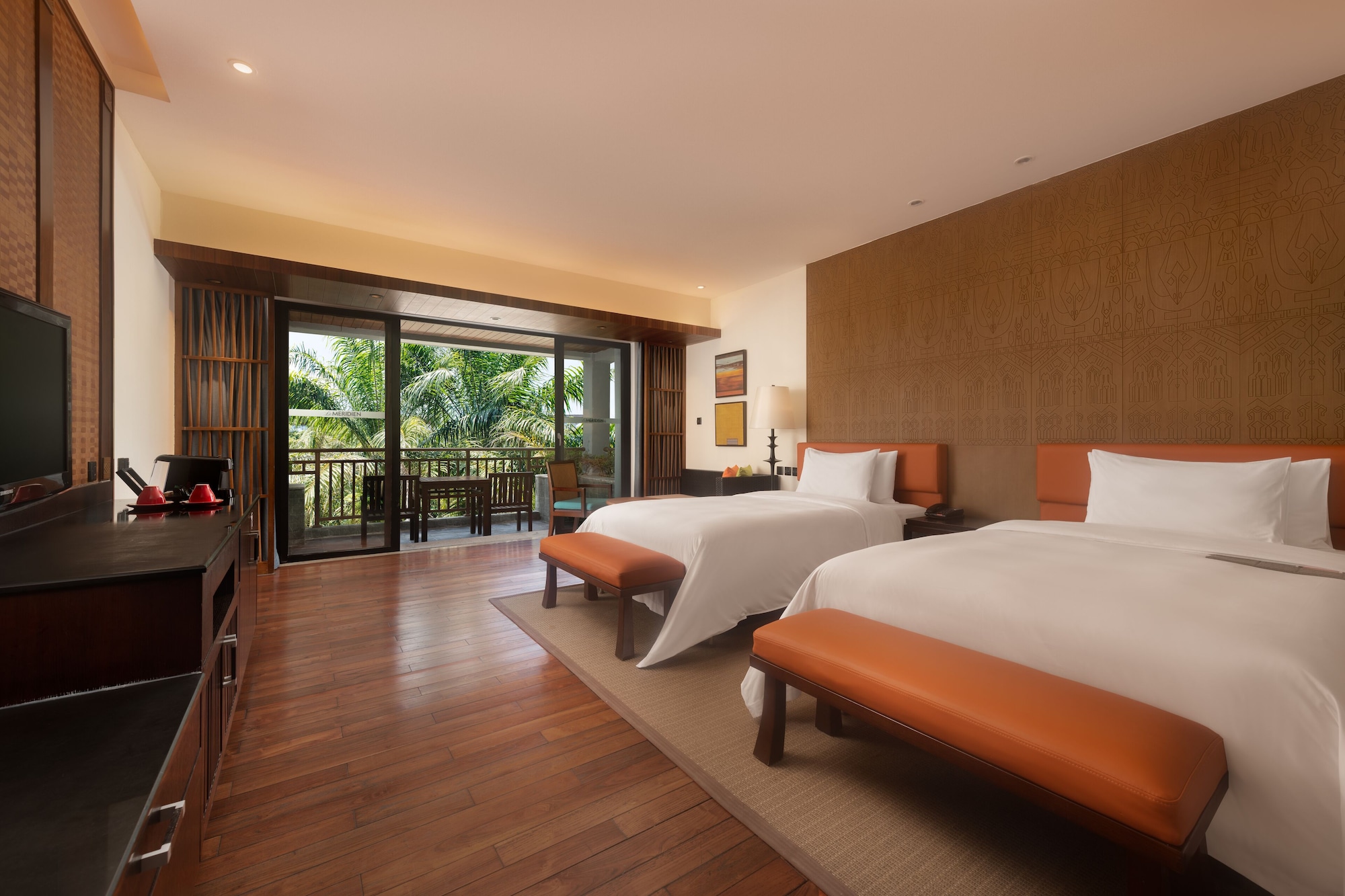غرفة بسريرين مزدوجين بإطلالة على الحديقة بشرفة، Le Meridien Shimei Bay Beach Resort & Spa 5/10
