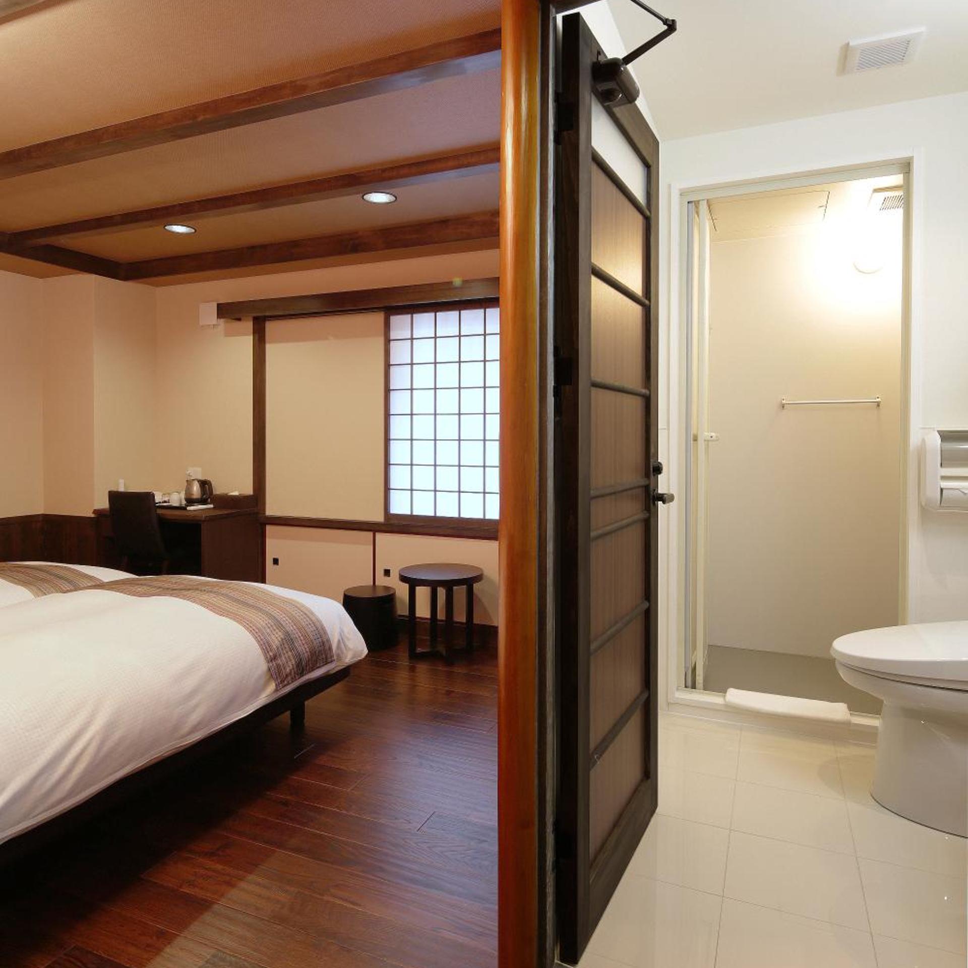 غرفة بسريرين منفصلين، Kyomachiya Ryokan Sakura Urushitei 4/5