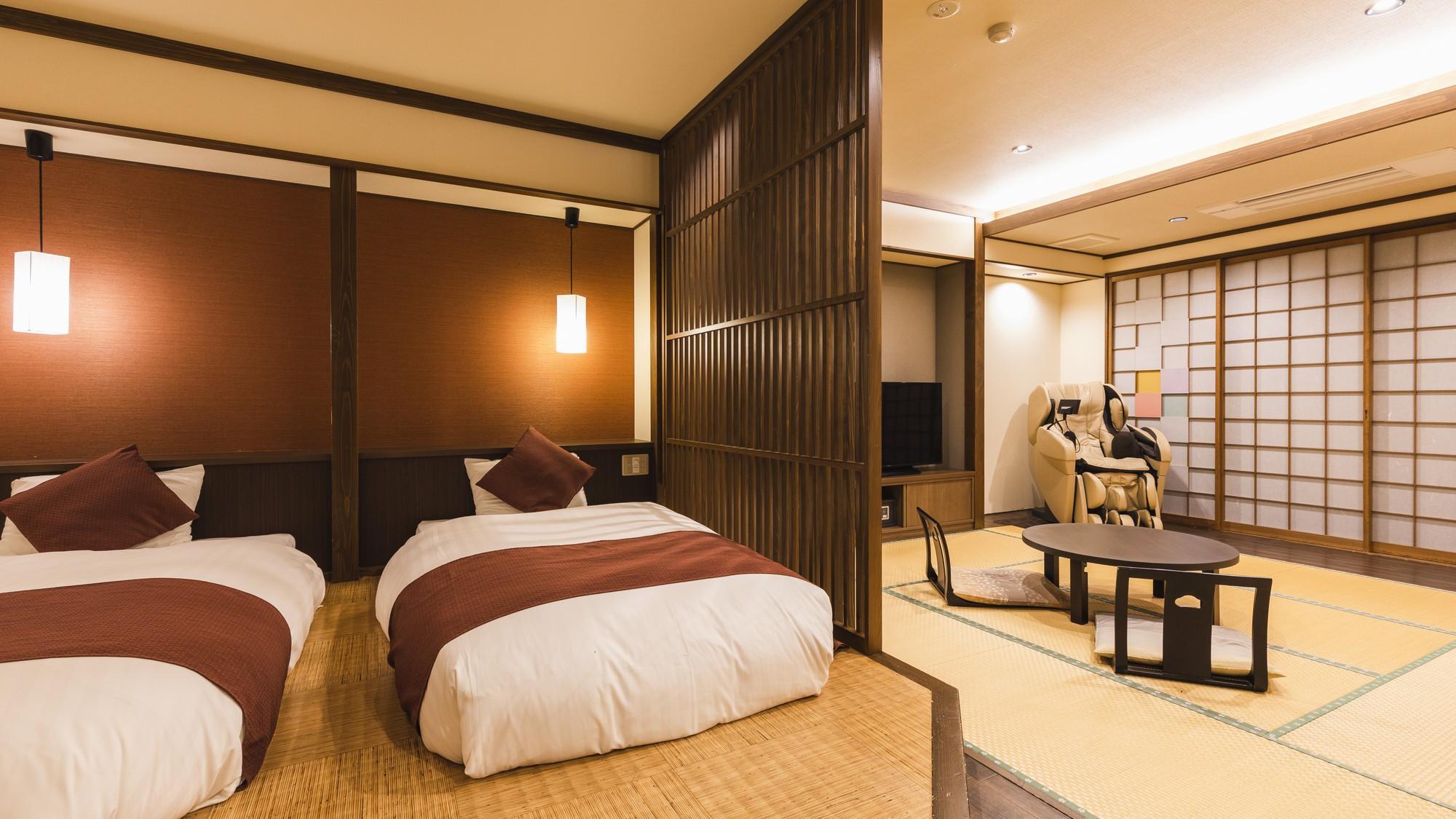 Japanese Western, Open Plan, Modern, Junior Suite, Twin Beds, Mountain View