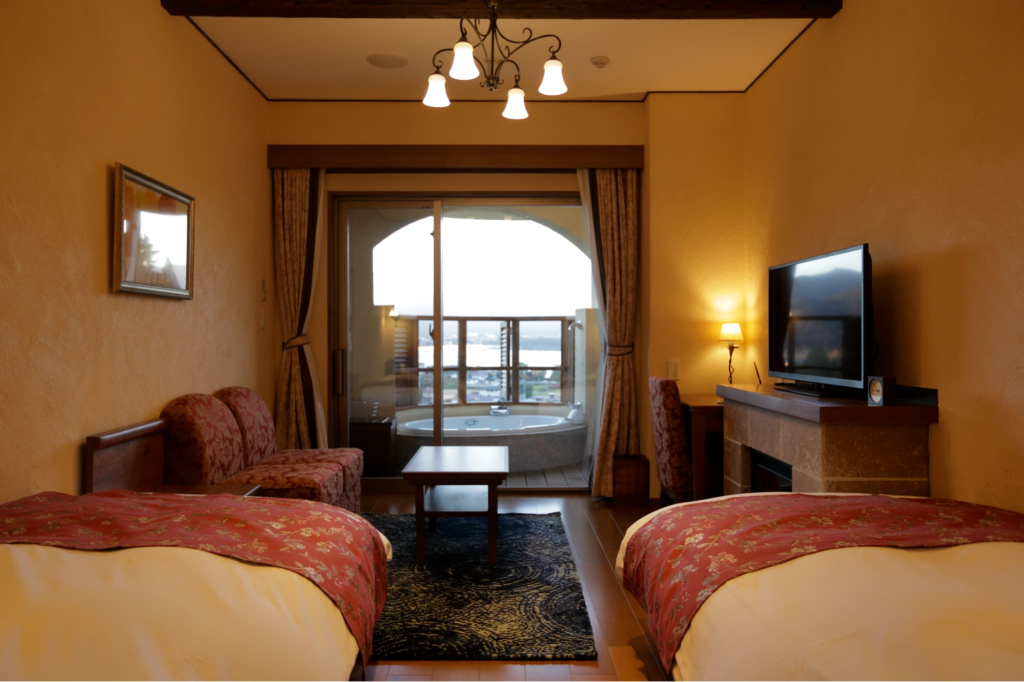 Rose, Twin Beds, Mountain View, Outdoor Bath