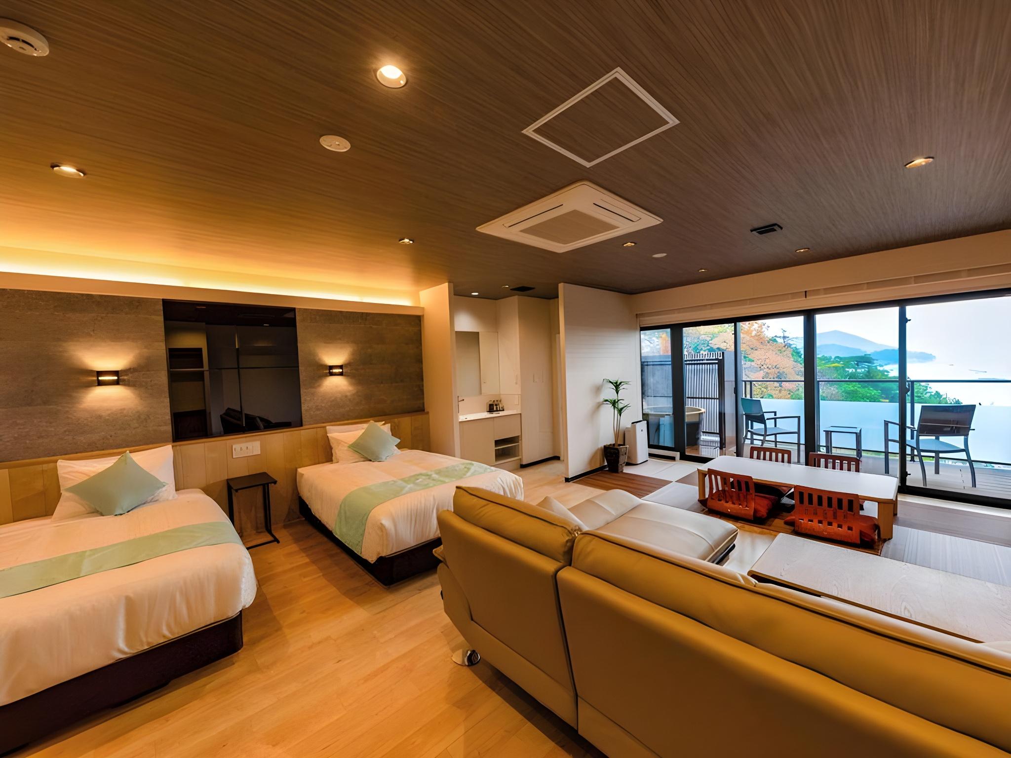 Japanese Western, Modern, Twin Beds, Outdoor Bath