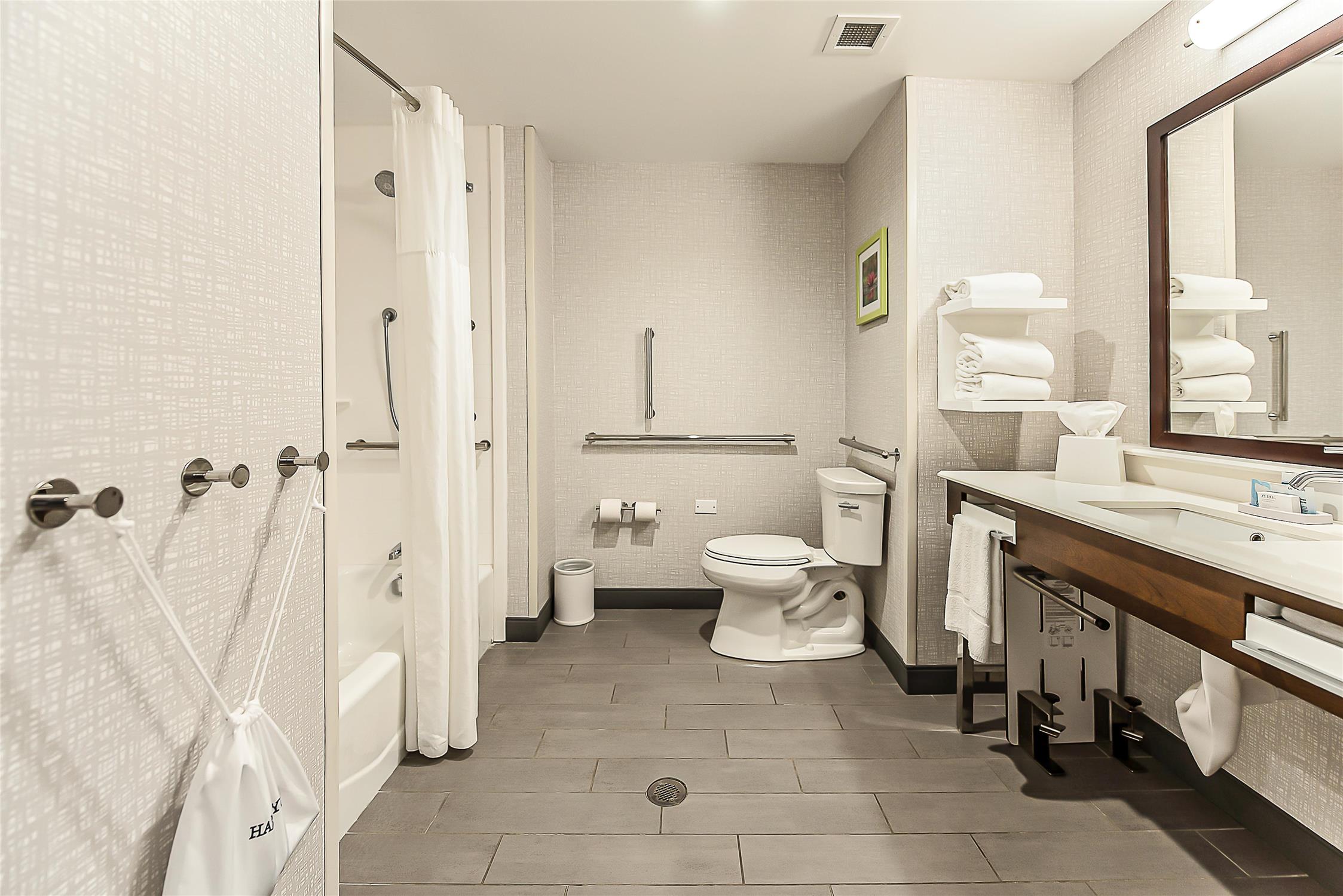 غرفة بسرير كوين بحوض استحمام لذوي الإعاقة، Hampton Inn and Suites Howell 3/3