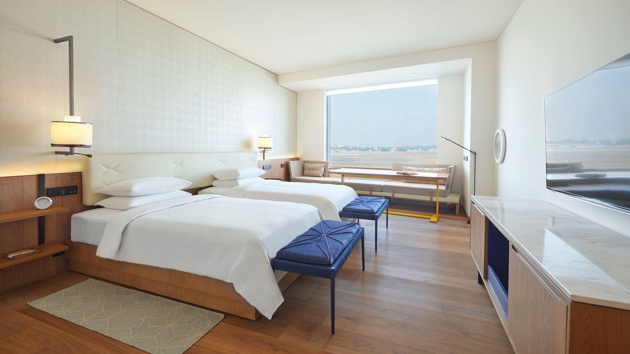 Room, Twin Beds, Runway View