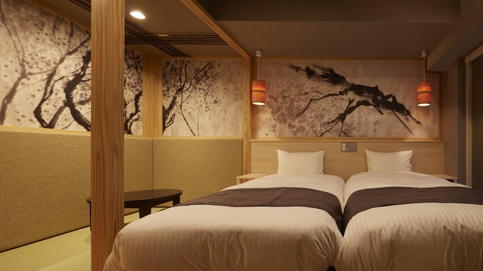 Japanese, Tower, Twin Beds, City View