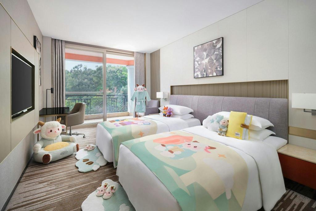 غرفة ديلوكس بسريرين منفصلين بإطلالة على المدينة، Dongguan Forum Hotel and Apartment 6/9