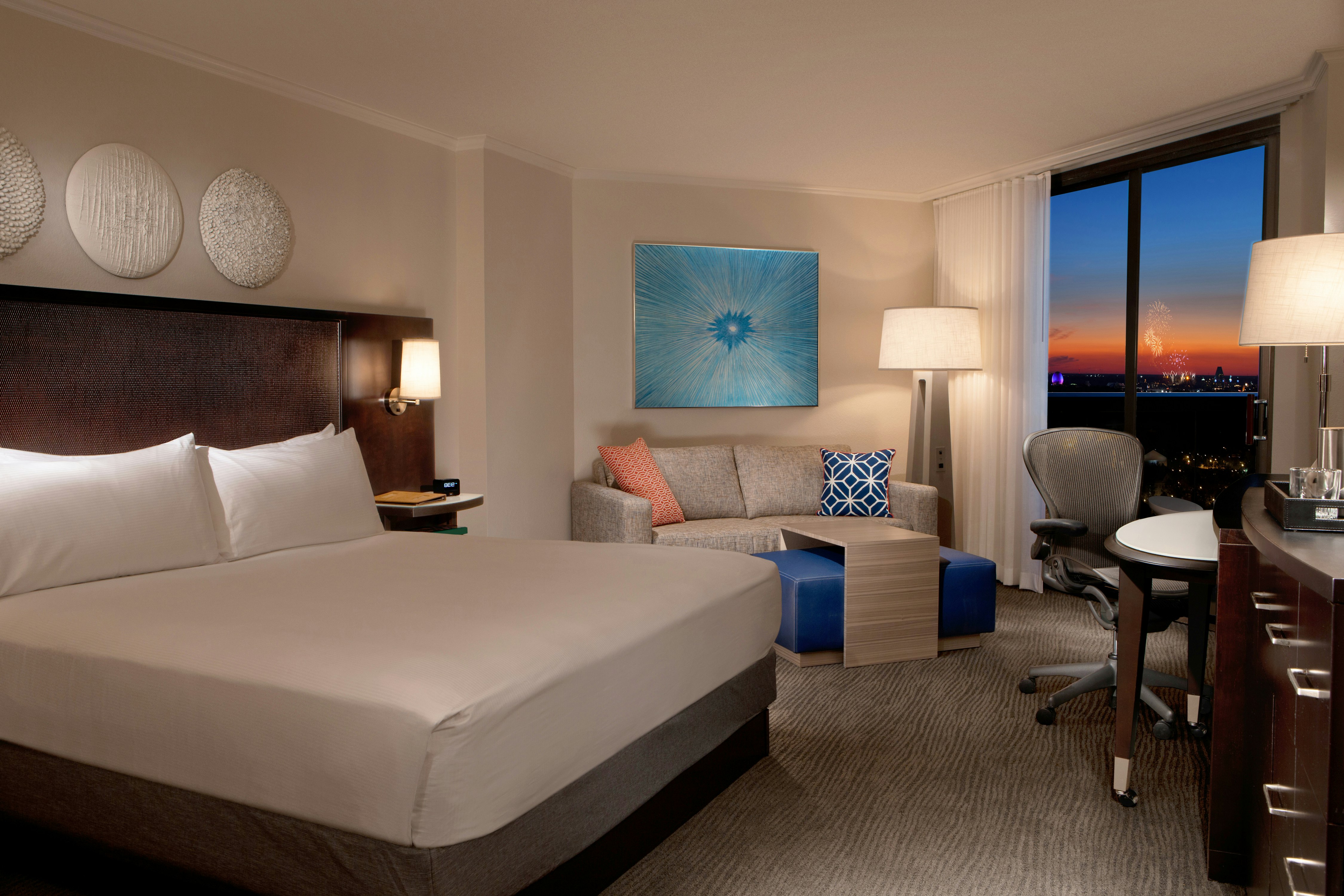 ROOM, KING BED, FIREWORKS VIEW