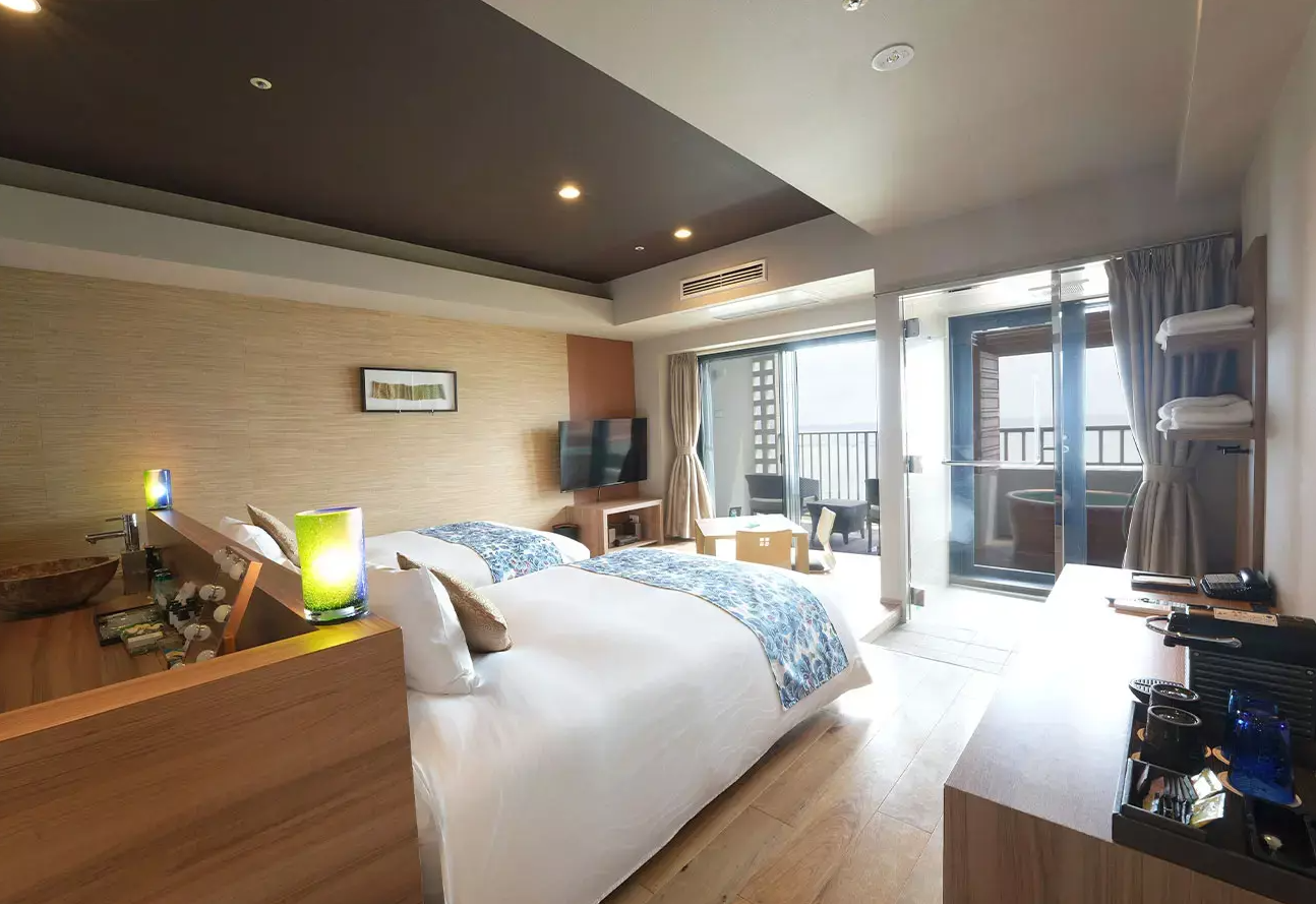 Semi Room, 2 Semi Double Beds, Ocean View, Outdoor Bath, Club Floor