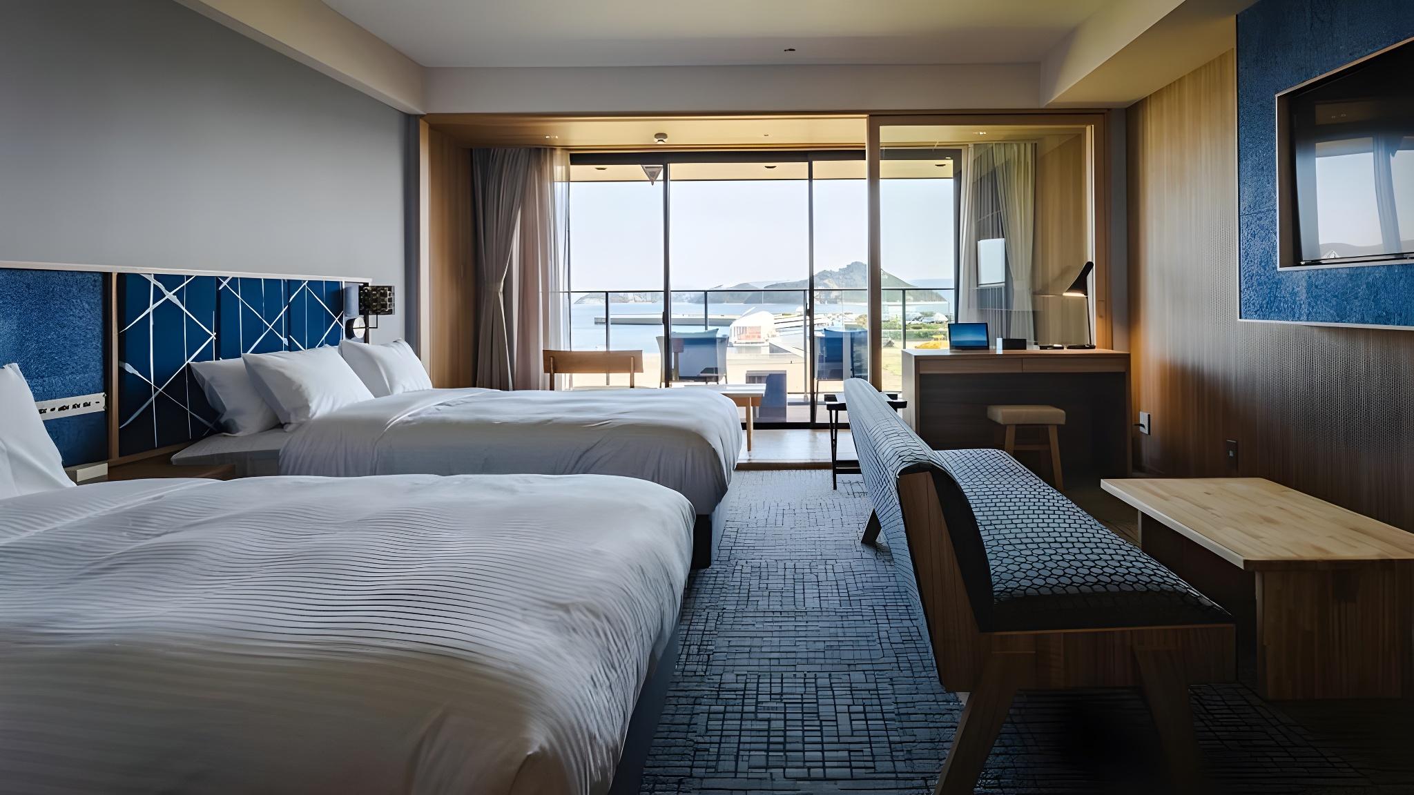 Premium, Deluxe, Twin Beds, Inland Sea View, Ocean View, Balcony