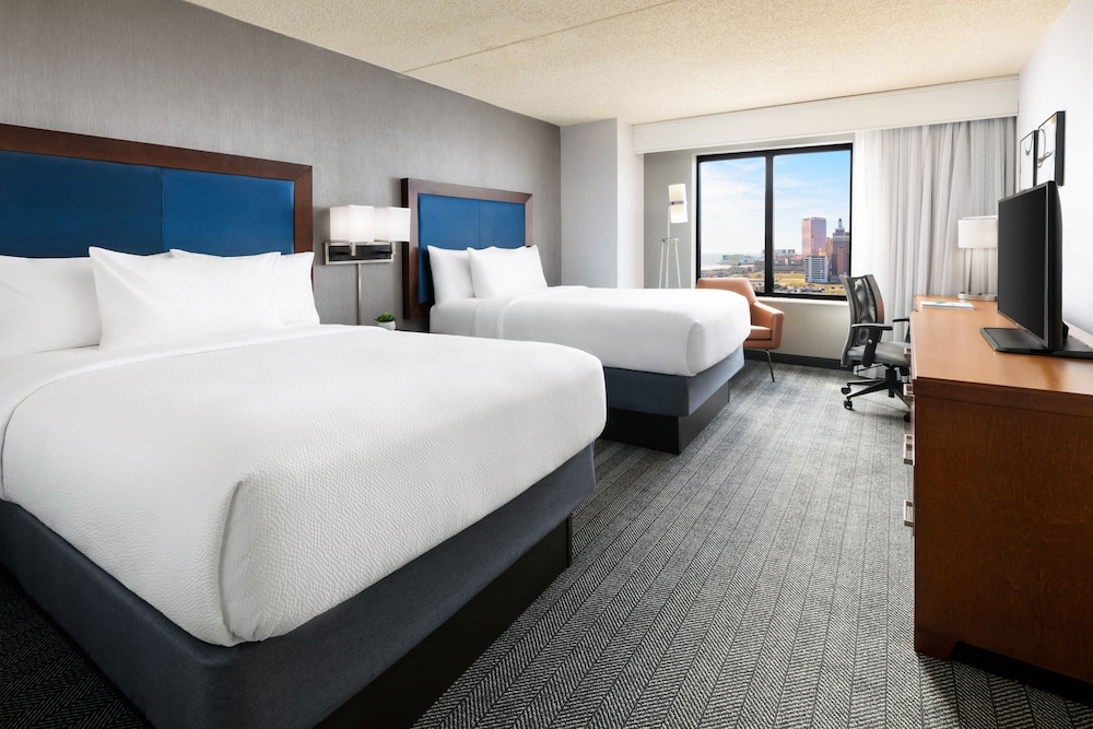 غرفة بسريرين مزدوجين بإطلالة على البحر في طابق مرتفع، Courtyard by Marriott Atlantic City Beach Block 3/7