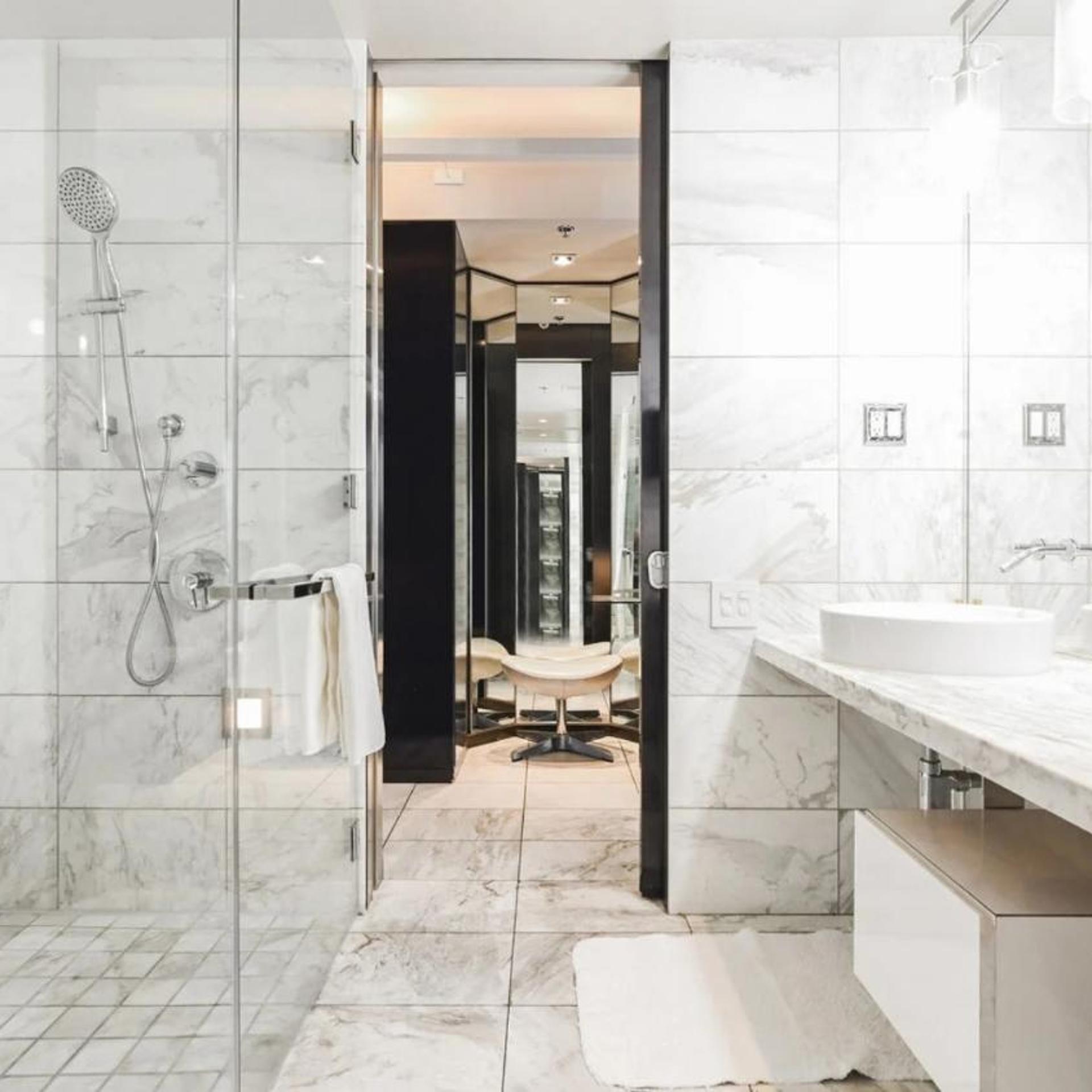 1 Bedroom Balcony Collection Living Room & Jet Tub Bath - StripSuite Palms Place Hotel 30/31