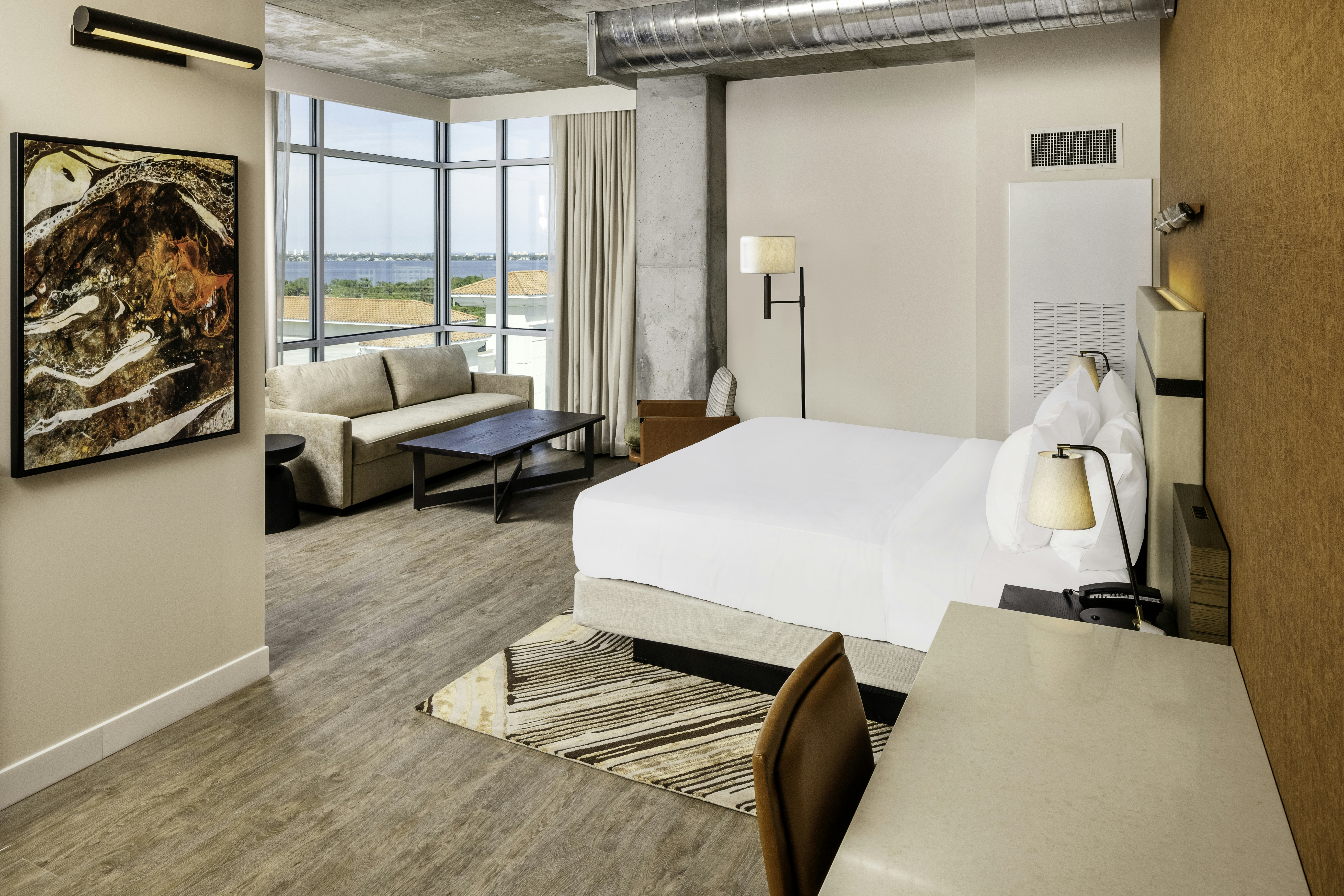 Room, King Bed, West View, Sofa, Corner