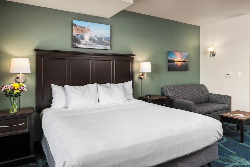 غرفة بسرير كينج بإطلالة على المرفأ مع أريكة، Park Point Marina Inn 4/9