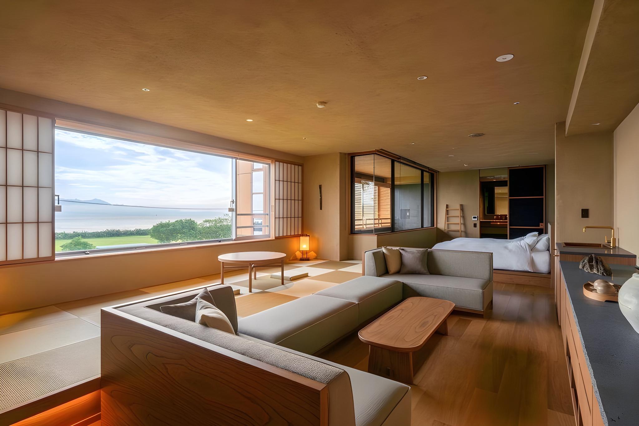 JAPANESE, TWIN BEDS, OUTDOOR BATH