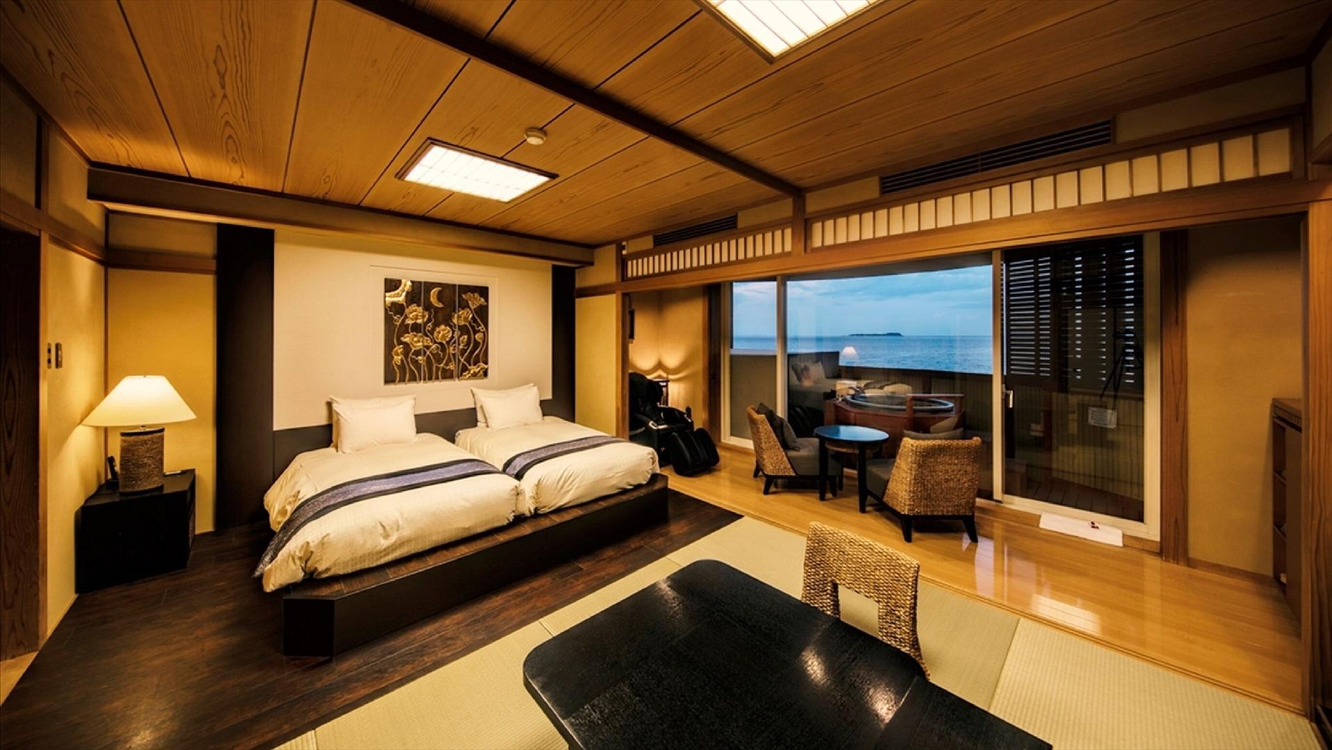 Japanese Western, Hollywood, Superior, Twin Beds, with View, Outdoor Bath