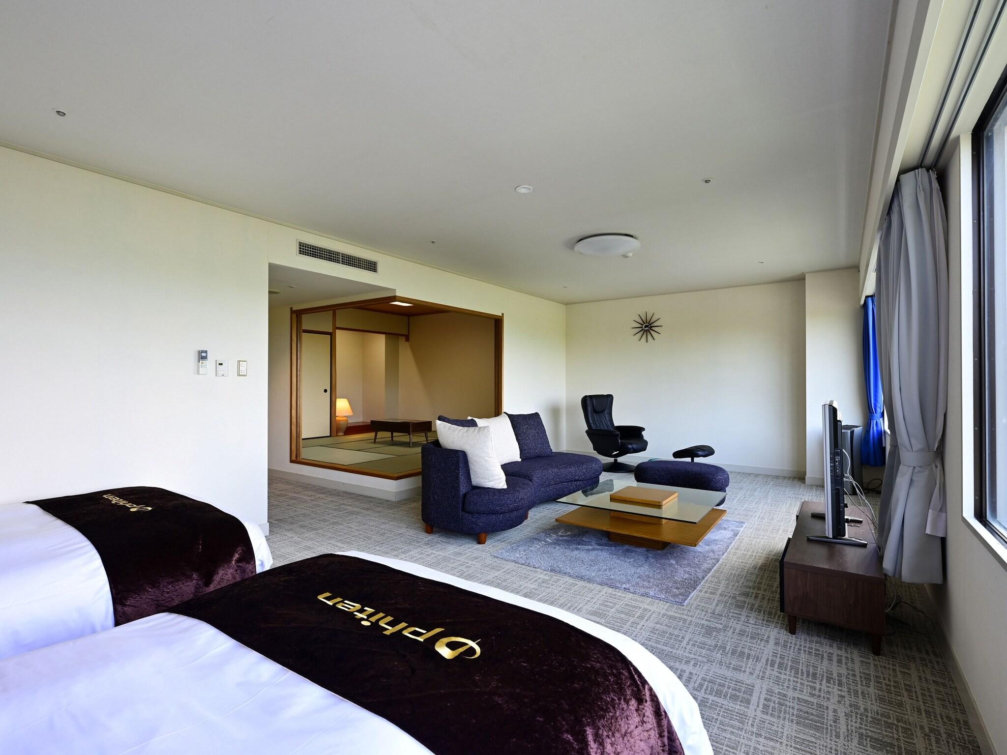 Japanese Western, Junior Suite, Classic, Single, Twin Beds, 3 Futon Beds, Ocean or Sea View