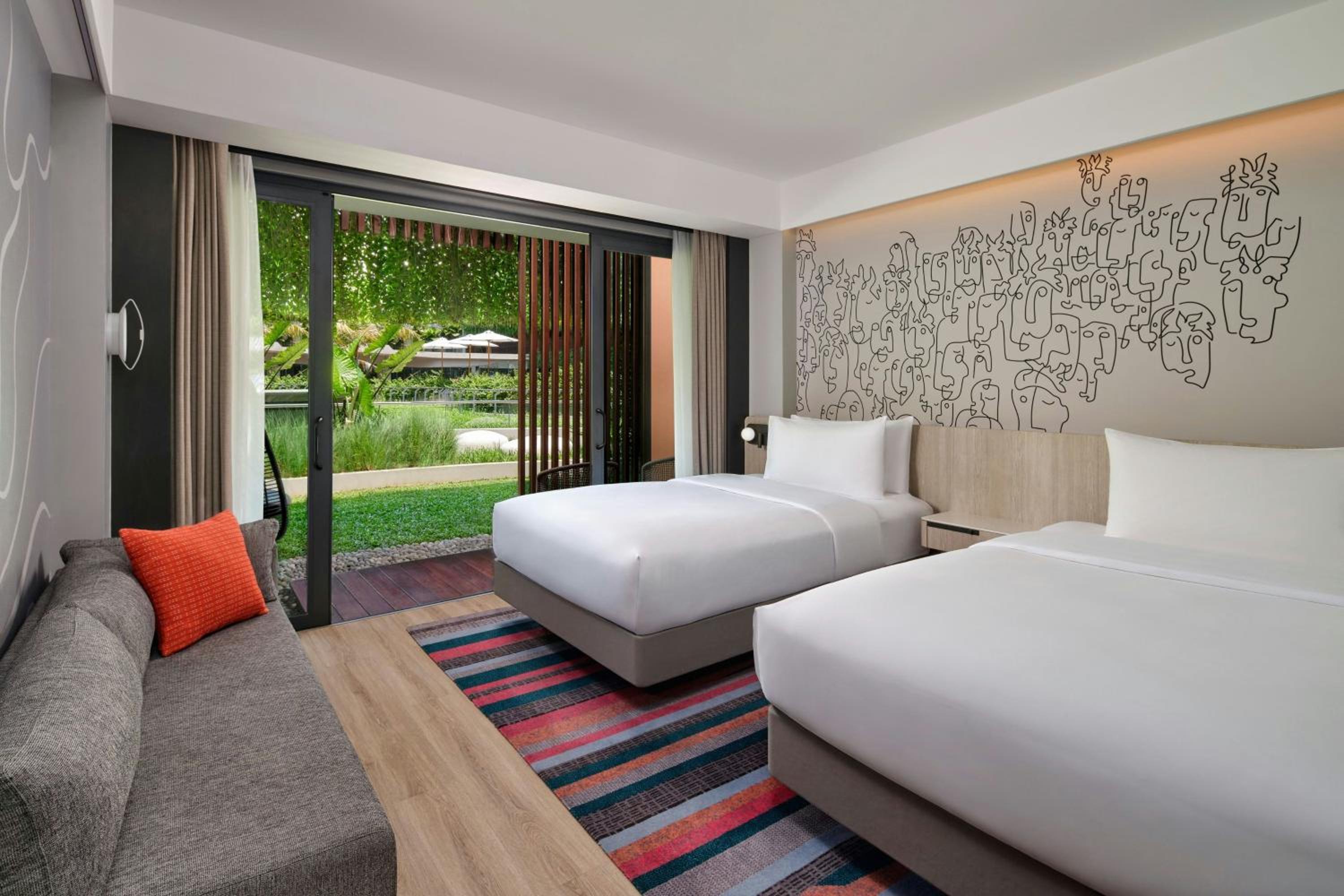 Aloft, Guest Room, 2 Double Beds, Garden View, Terrace, Garden Access, Garden Floor