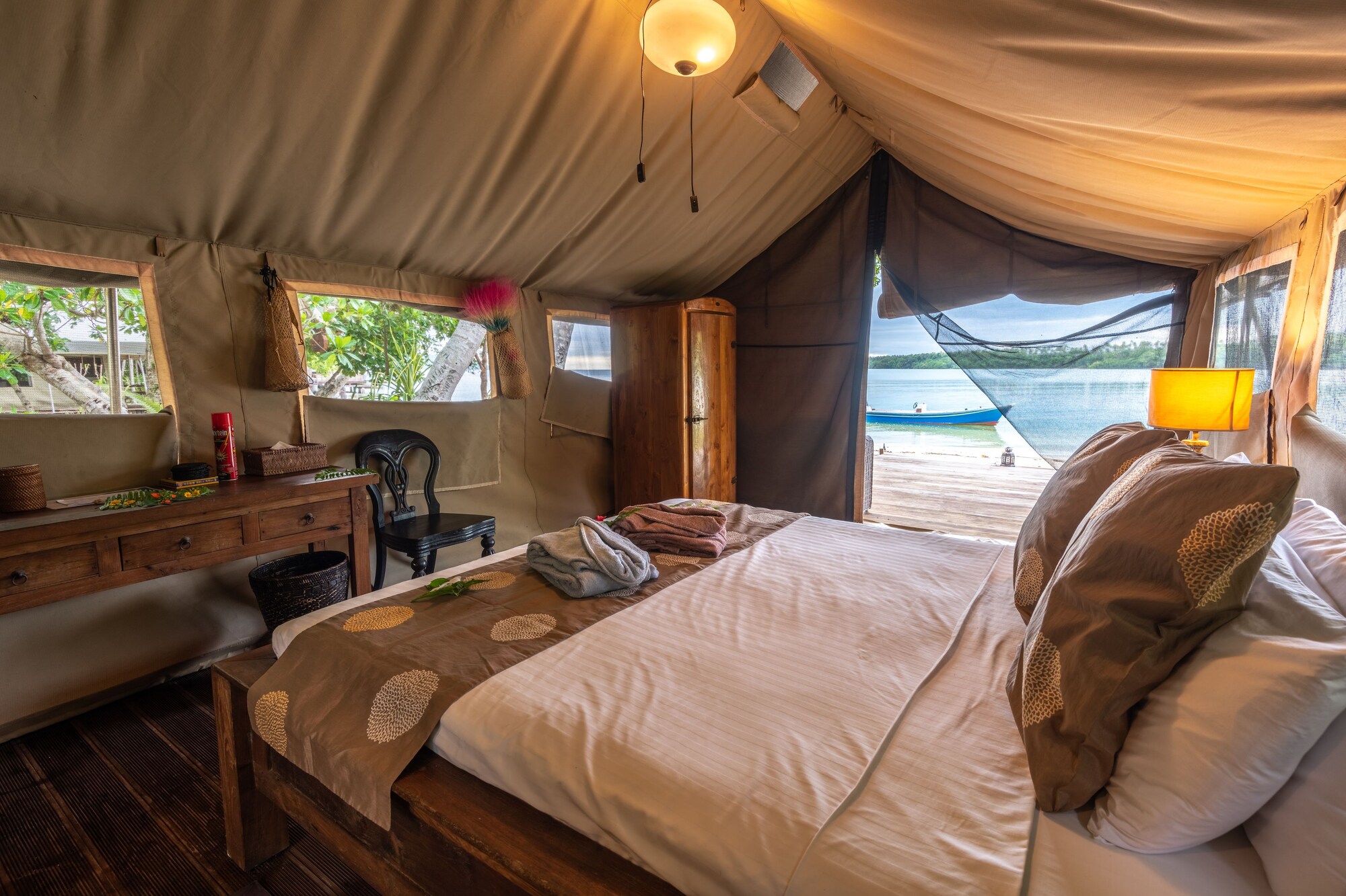 Glamping, Marquee, King and Twin Beds, Beach Front