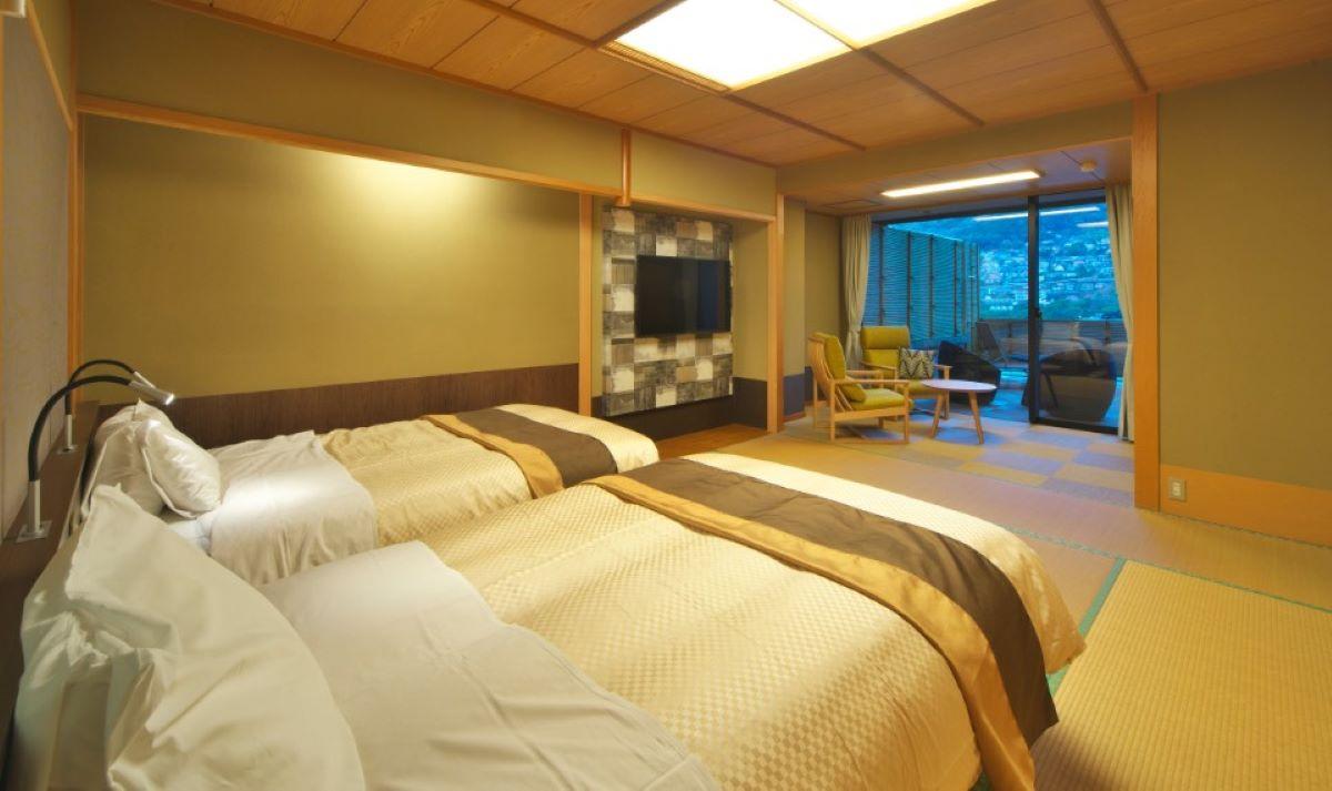 Japanese Western, 2 Semi Double Beds, 2 Futon Beds, Outdoor Bath