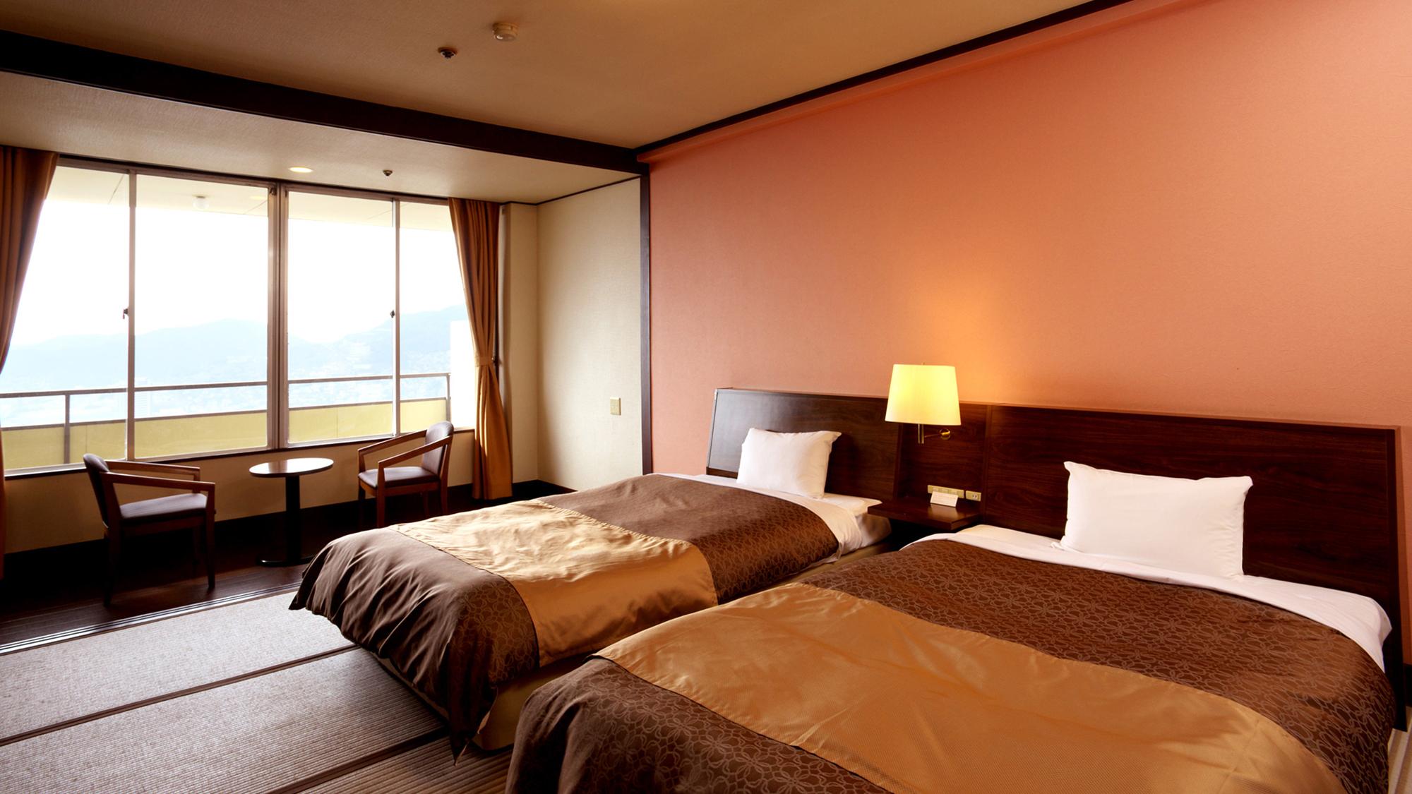 Room, Twin Beds, Street Side View, Ocean View, Night View, Smoking