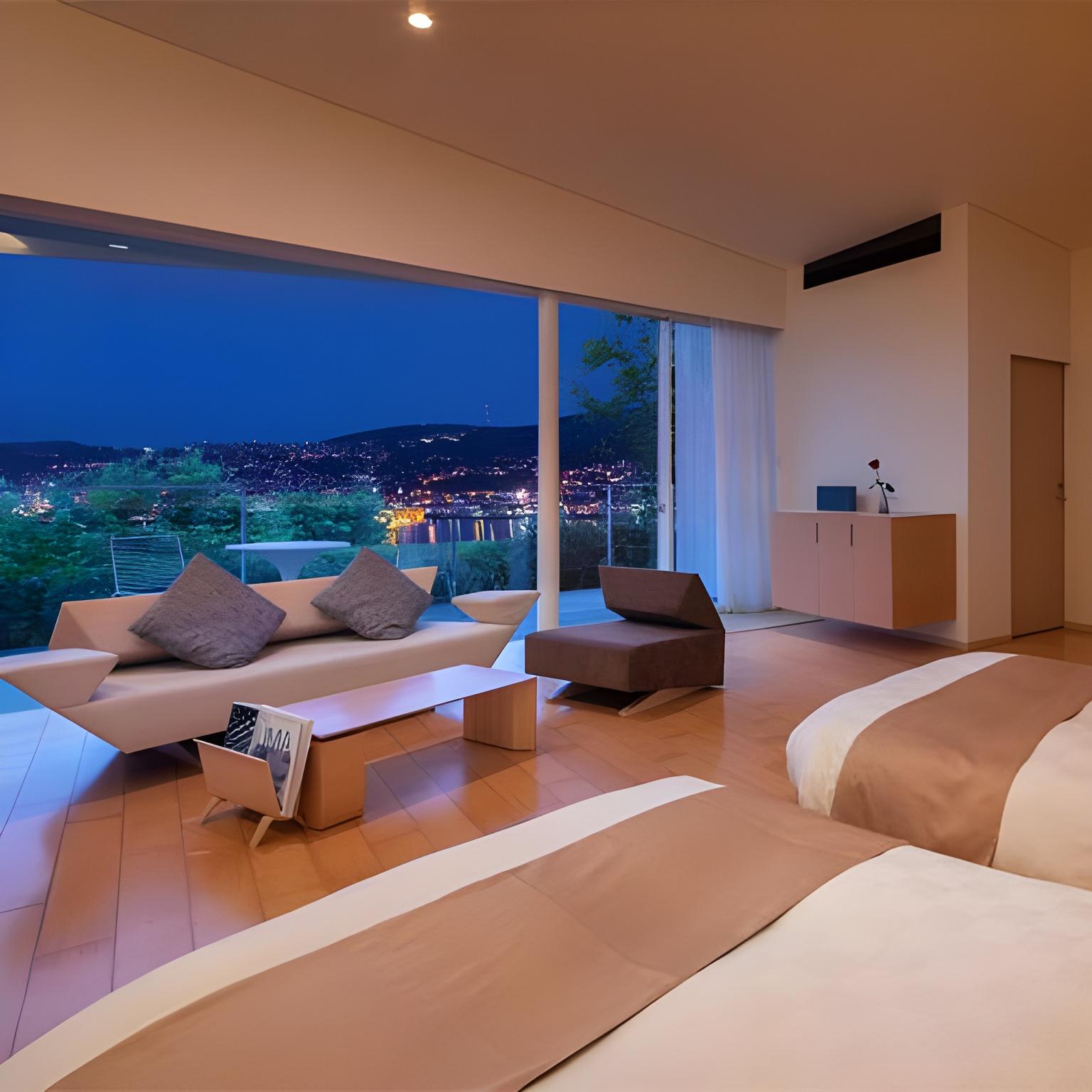 Ocean, Deluxe, Suite, Twin Beds, Mountain View, Night View