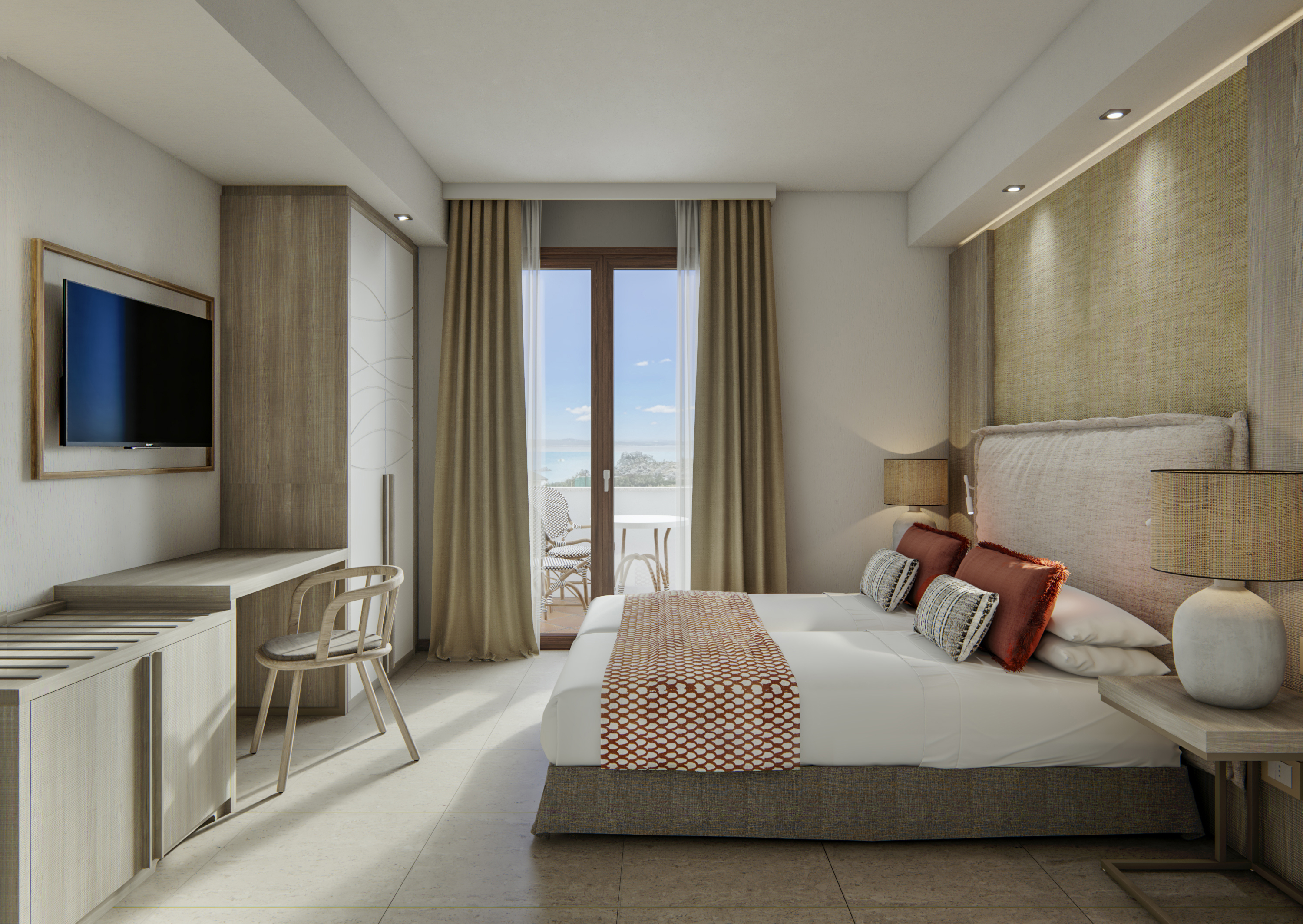 غرفة مزدوجة سوبيريور بإطلالة على البحر، Mangias Santa Teresa Sardinia, Curio Collection by Hilton 2/2