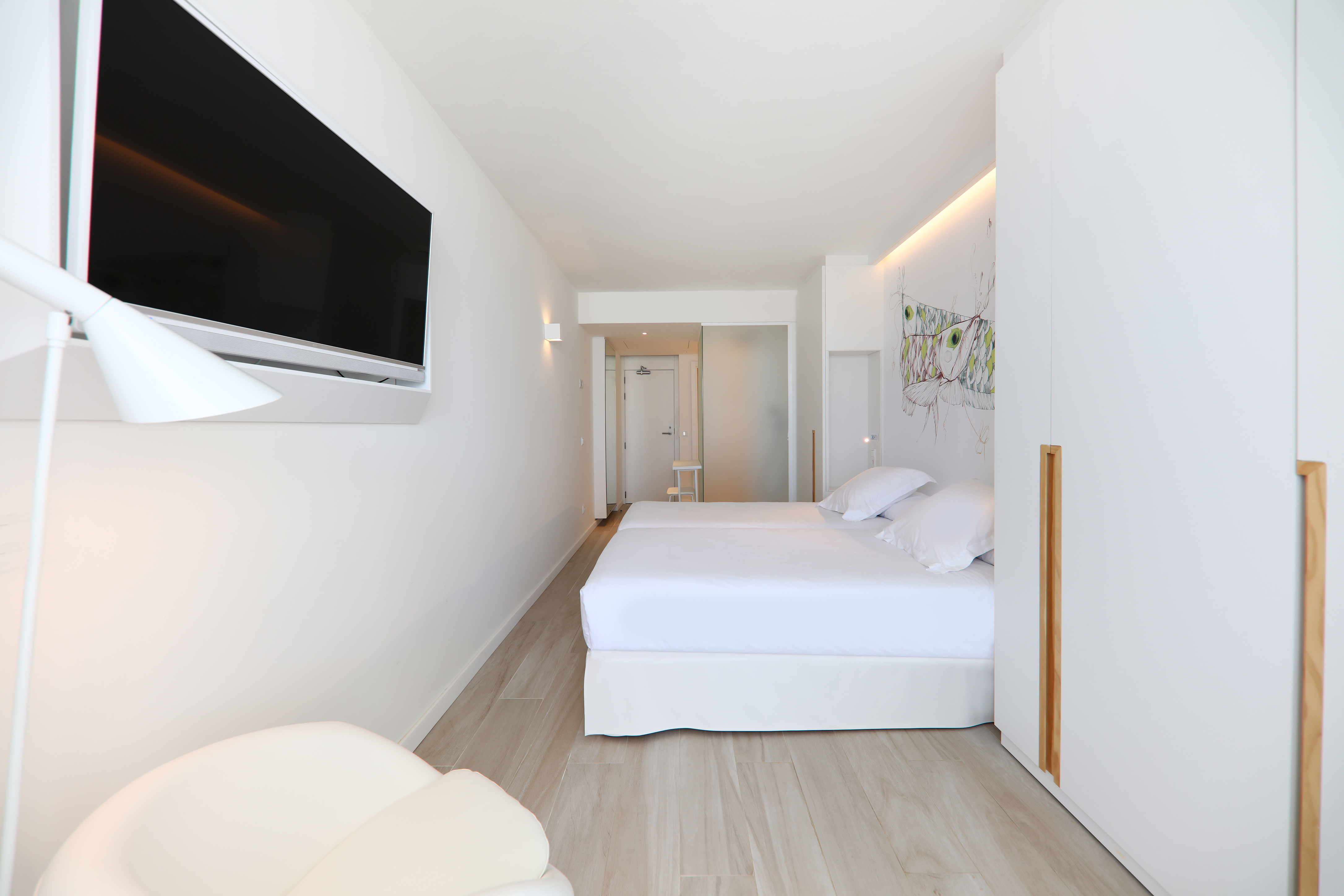 Room, Single, Double Bed, Lateral Side Sea View
