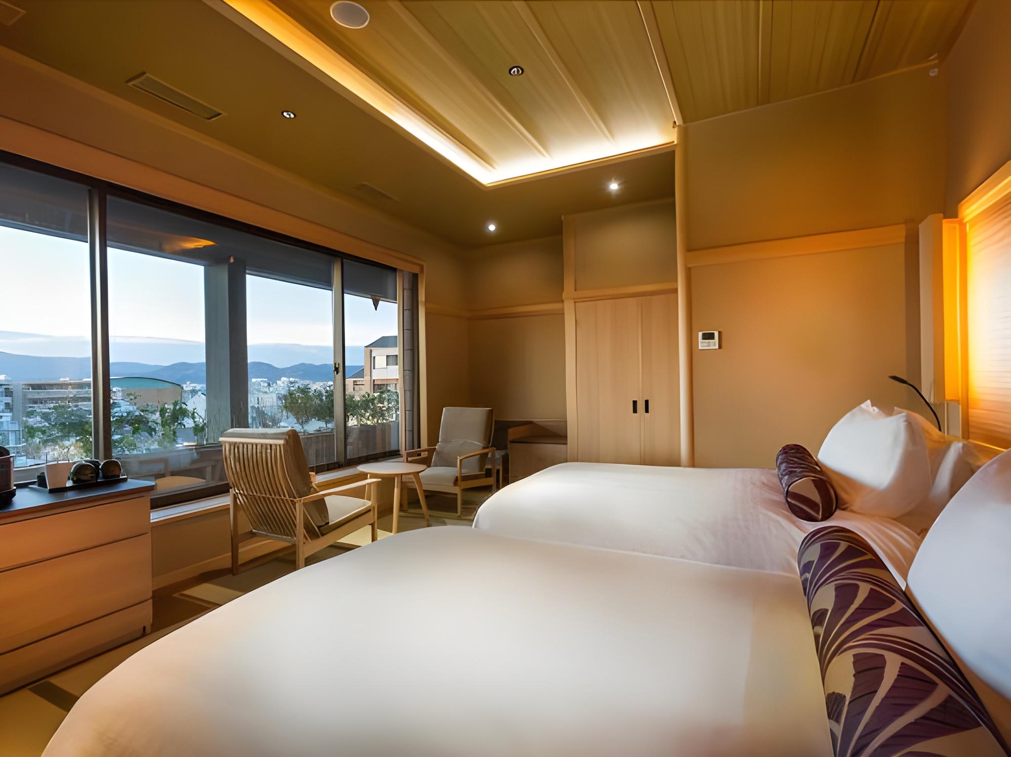 Japanese, Twin Beds, Town View, Semi Outdoor Bath