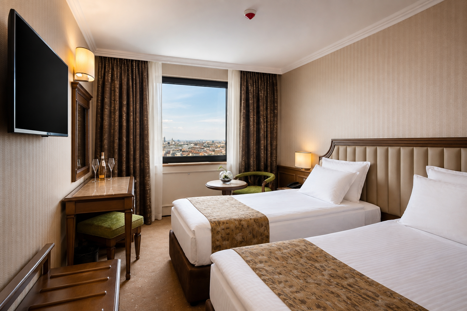 Classic, Twin Beds, Mountain View
