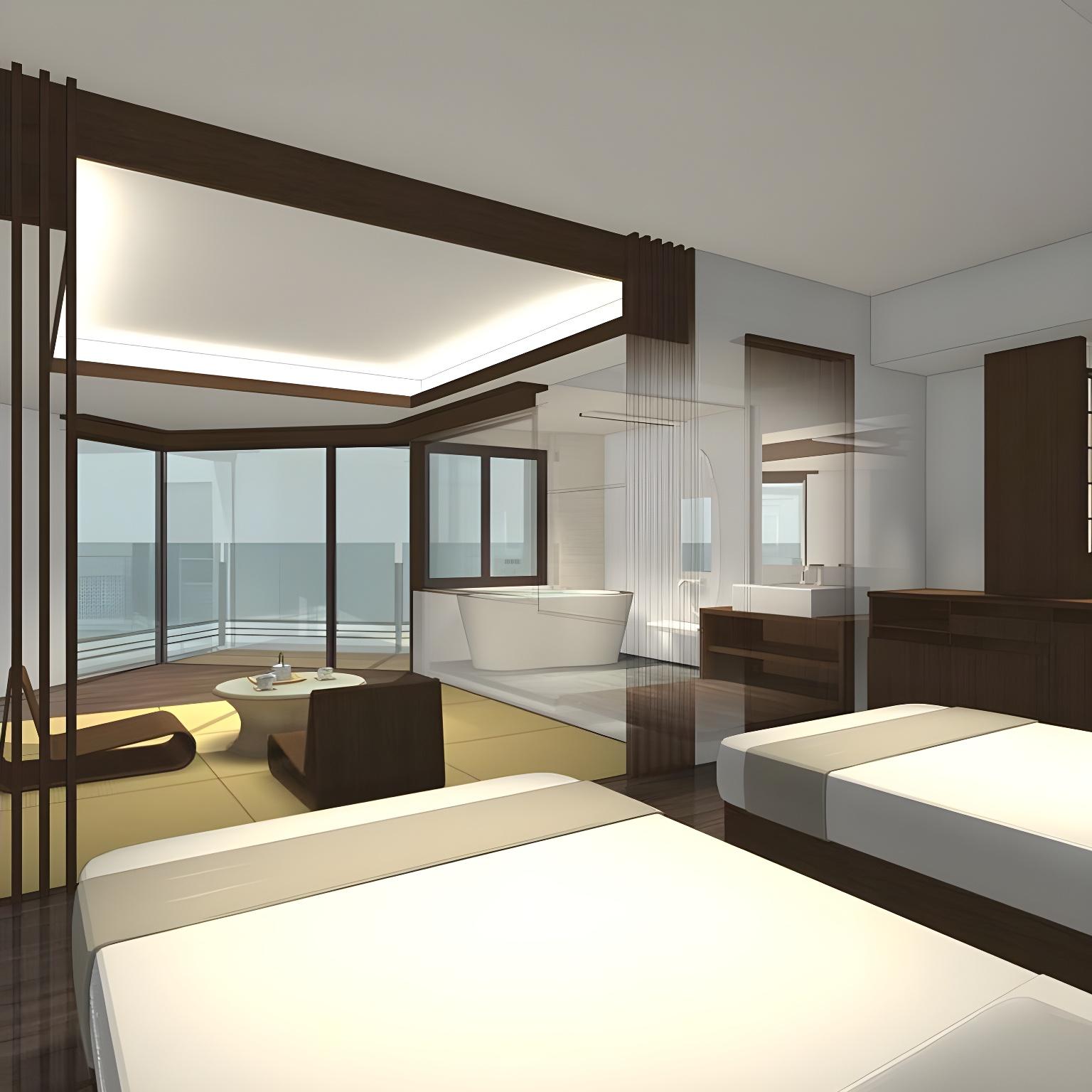 Standard, Twin Beds, Night View, Semi Outdoor Bath, Hot Spring Bath