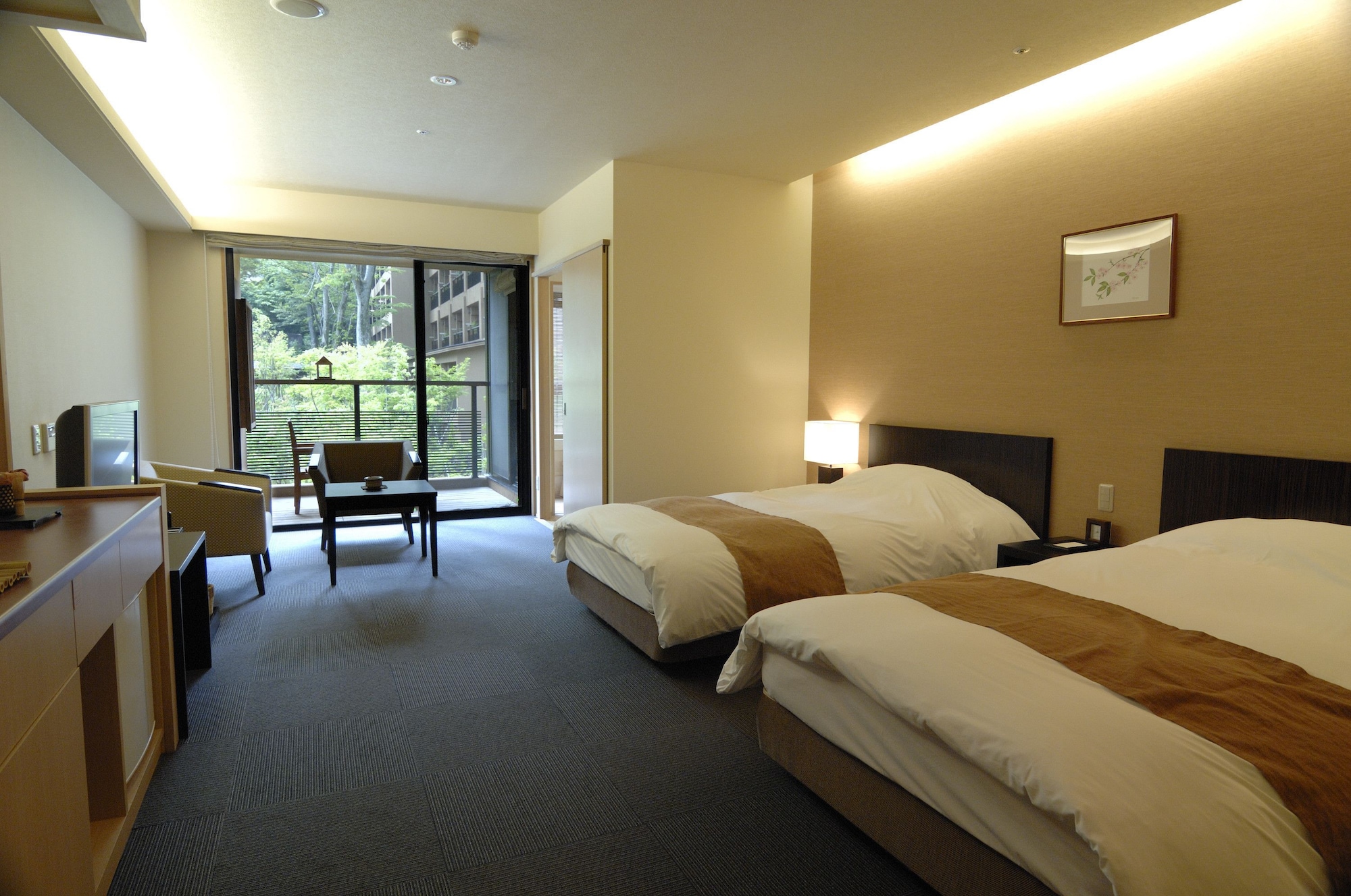 ROOM, TWIN BEDS, SEMI OUTDOOR BATH