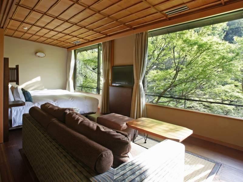 Japanese Western, Twin Beds, River View, Bathtub, West Wing