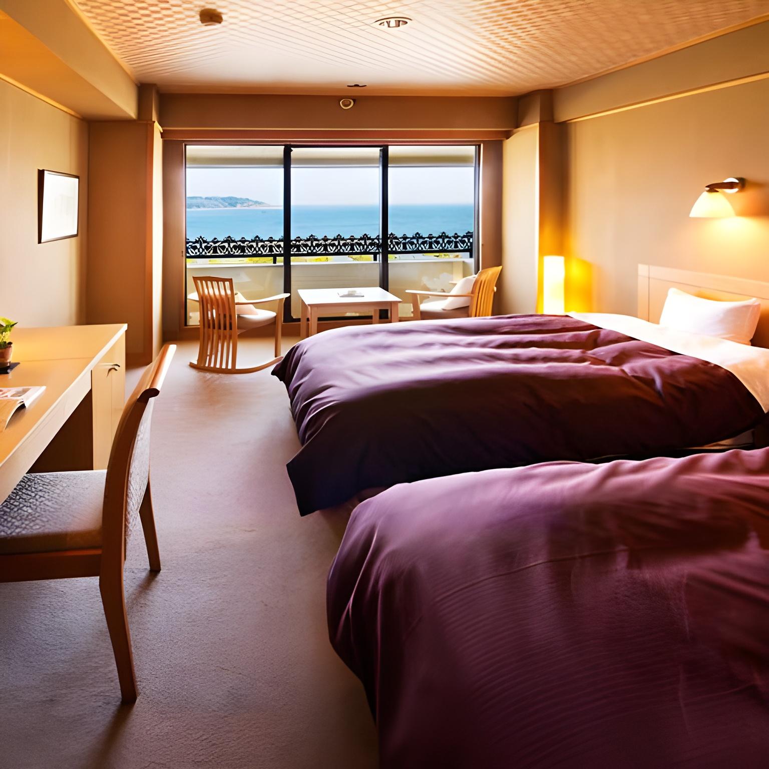 غرفة ديلوكس بسريرين منفصلين بإطلالة على البحر