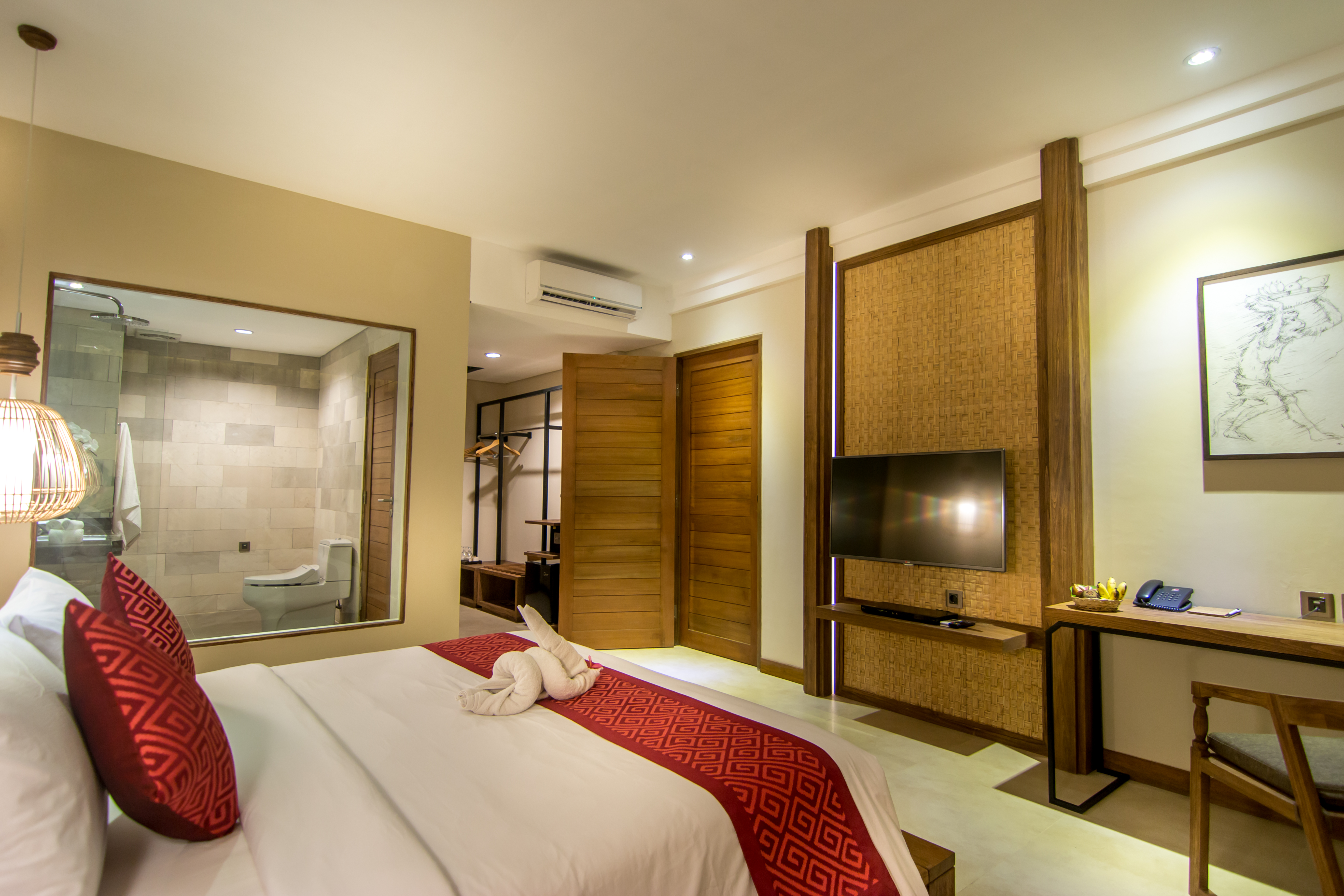 غرفة بسرير مزدوج أو سريرين منفصلين بمسبح خاص، Anumana Ubud Bali 3/7