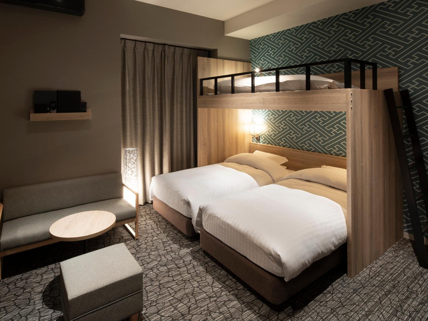 غرفة ثلاثية بسريرين منفصلين وسرير بطابقين، Kotohira Park Hotel 2/2