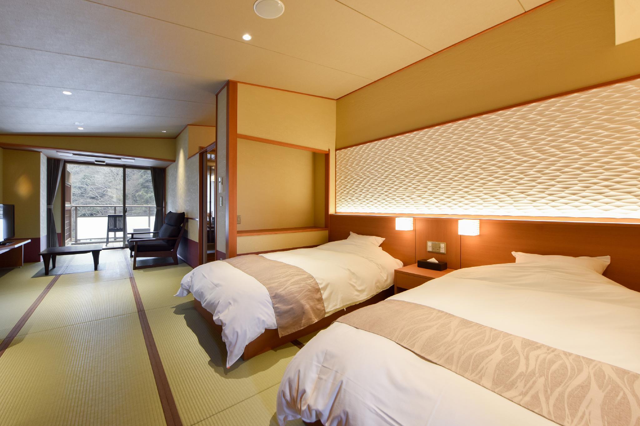 Japanese, Twin Beds, Outdoor Bath