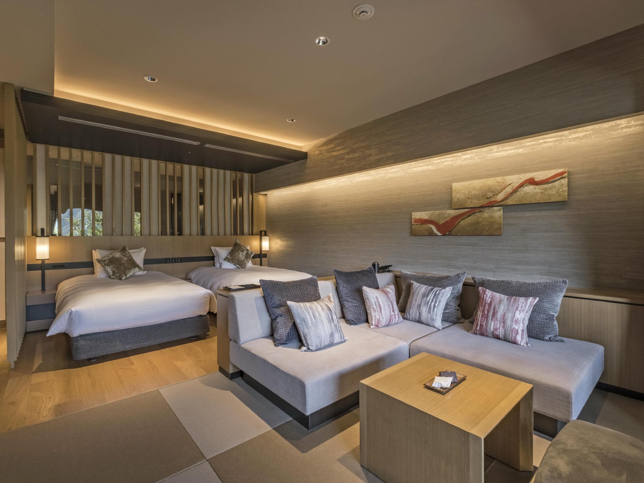 Semi Room, Japanese, Deluxe, 2 Semi Double Beds, 2 Sofa, Outdoor Bath, East Wing, High Floor
